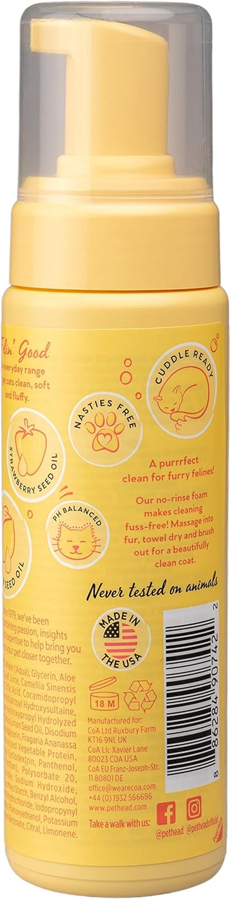 Pet Head Cat Grooming Foam, Felin' Good Foam for a Simple Dry, Waterless Shampoo for Cats image number 4