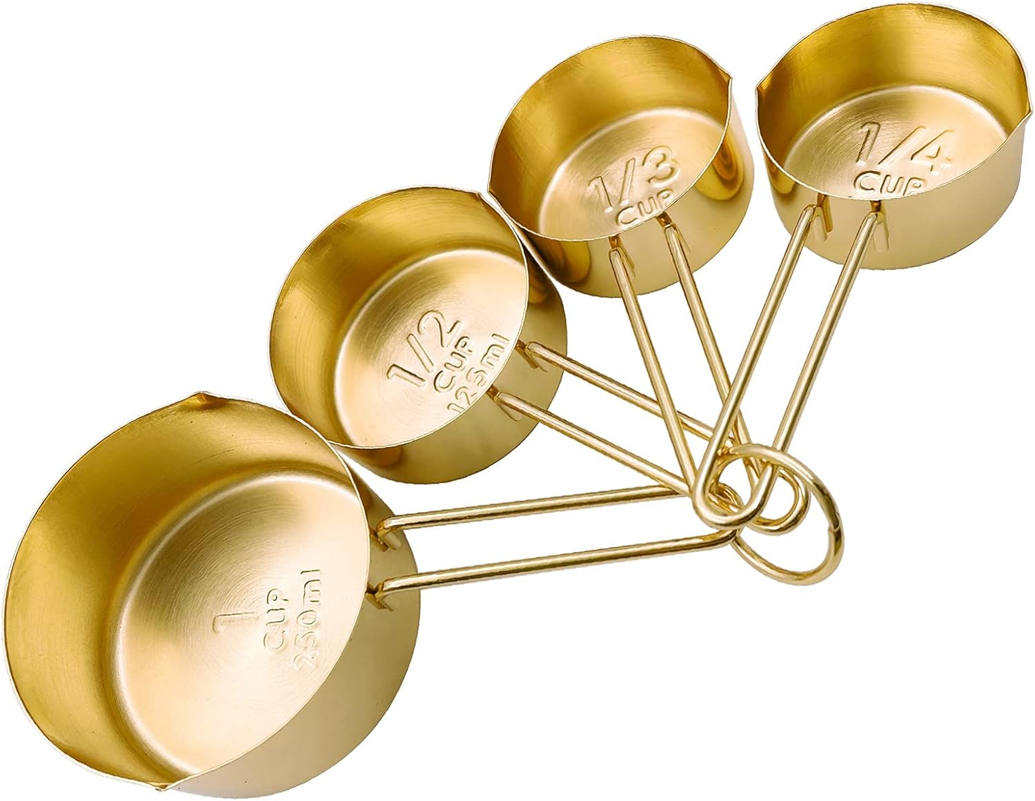 4Pcs Stainless Steel Measuring Cups Set Kitchen Accessories Baking Tea Coffee Measuring Tools (Gold-4Pcs) - Gold image number 7