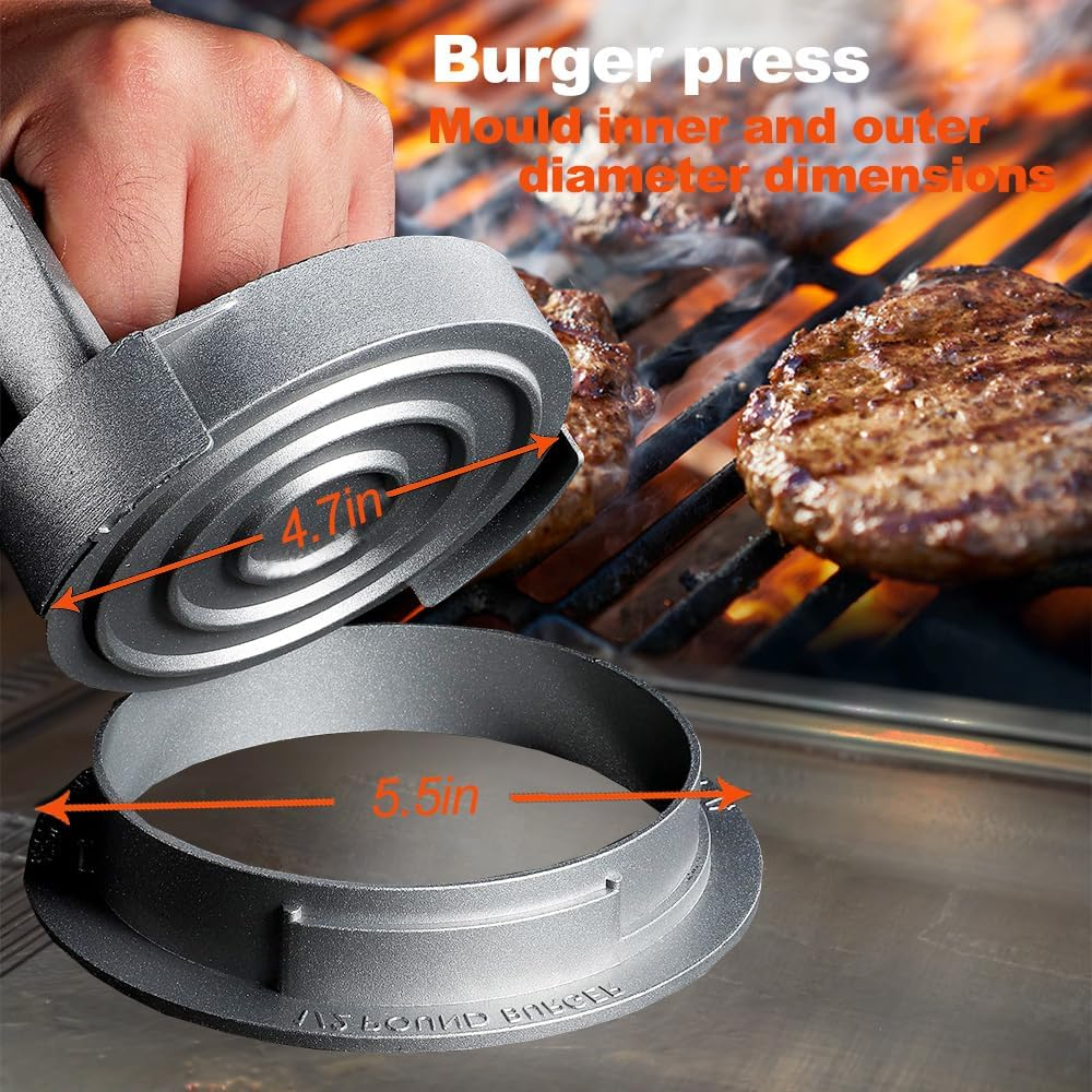 Hamburger Press, Smash Burger Press Flat, Burger Smasher for Griddle, Non-Stick Hamburger Patty Maker Mold, Robust and Easy to Clean, for Smash Burgers and Steaks Griddle BBQ image number 6