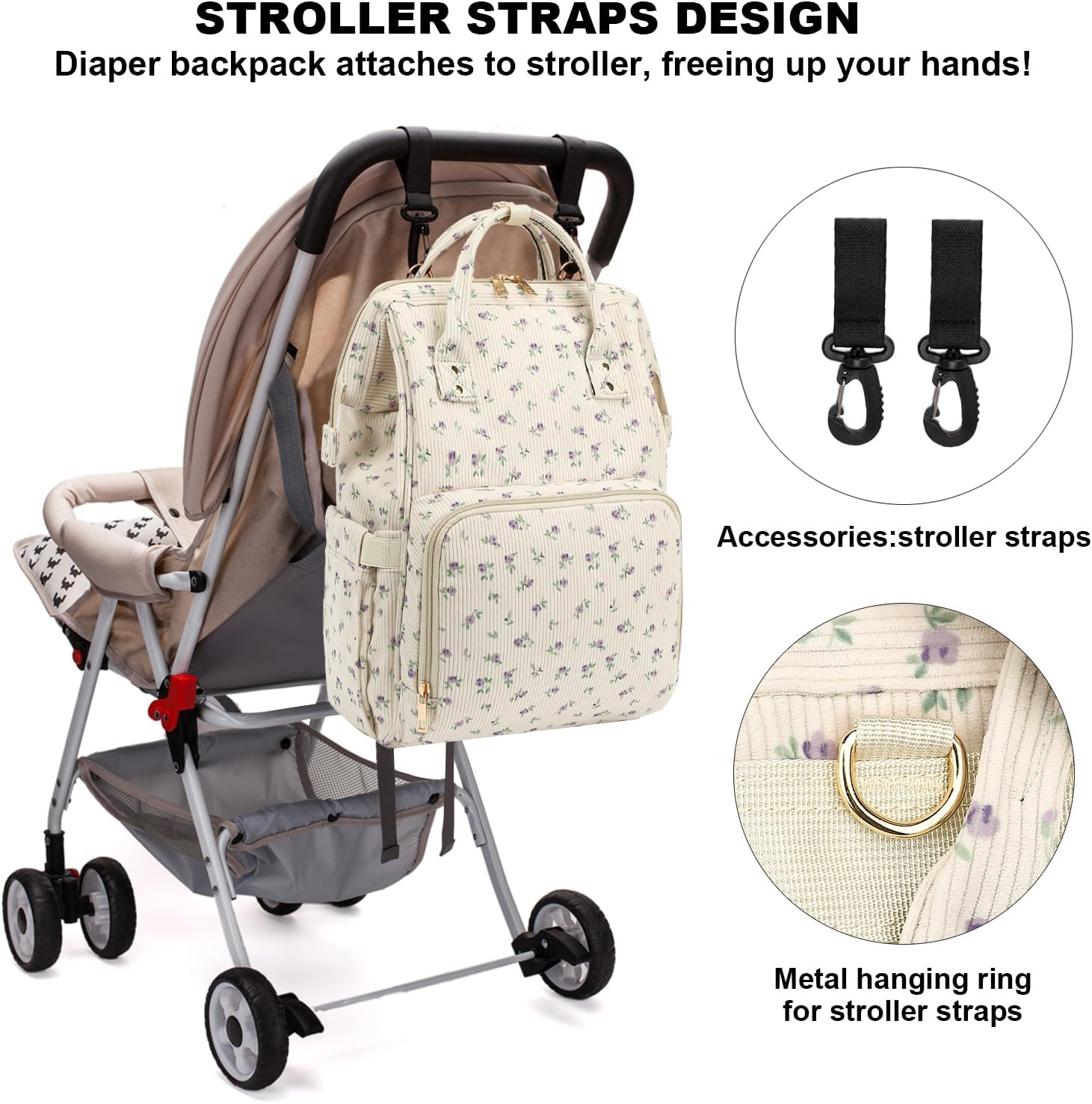 Corduroy Diaper Bag Backpack for Baby Girls Boys, Women Large Nappy Bags for Mom image number 1