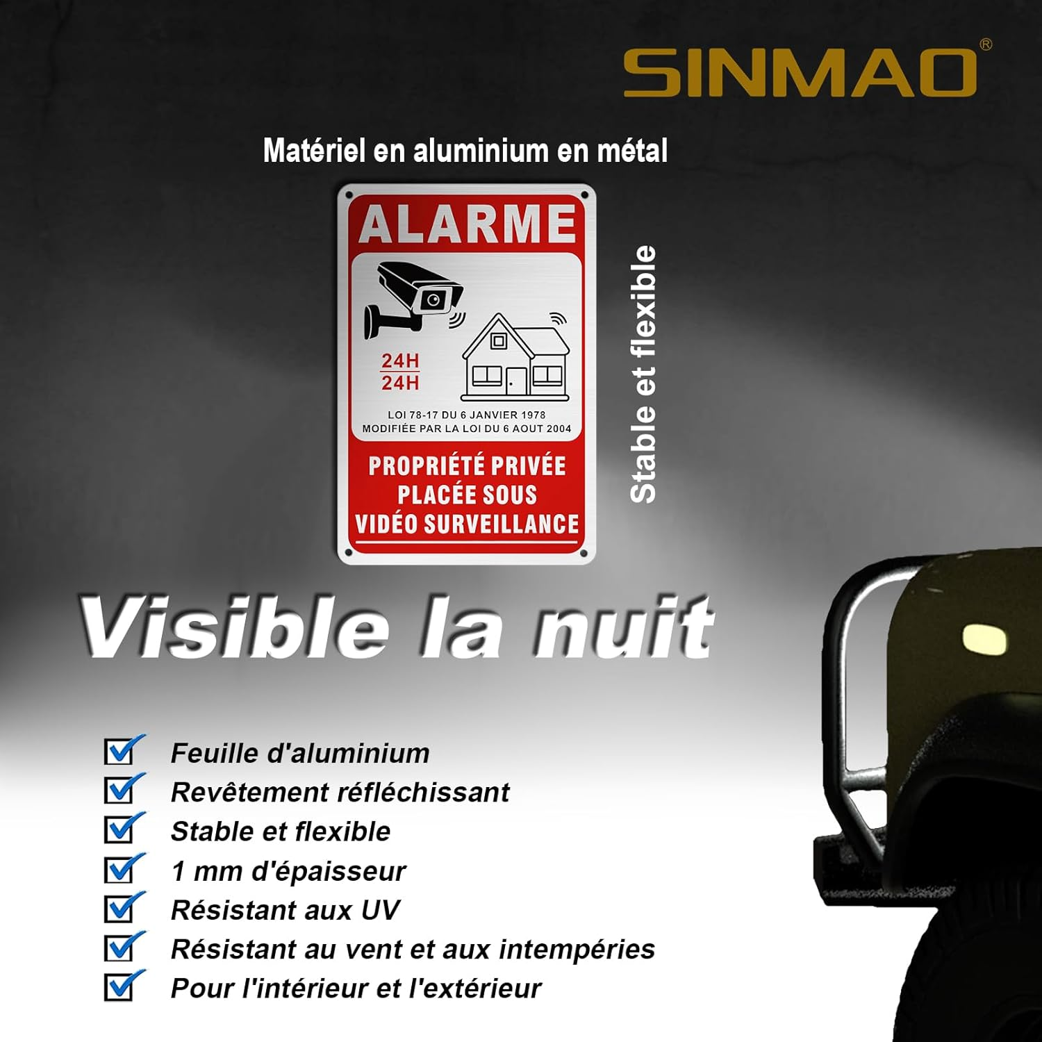 SINMAO Private Property Alarm Sign Placed under Video Surveillance - Camera Surveillance Sticker/Home Alarm Plate/Home Security/Video Surveillance. image number 1