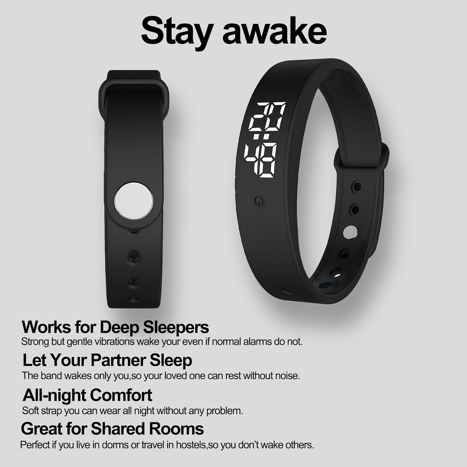 LED Digital Sport Watch Waterproof Fitness Tracker with Pedometer Calorie Counter Vibration Alert USB Rechargeable Silicone Wristband for Men Women (Black) image number 6