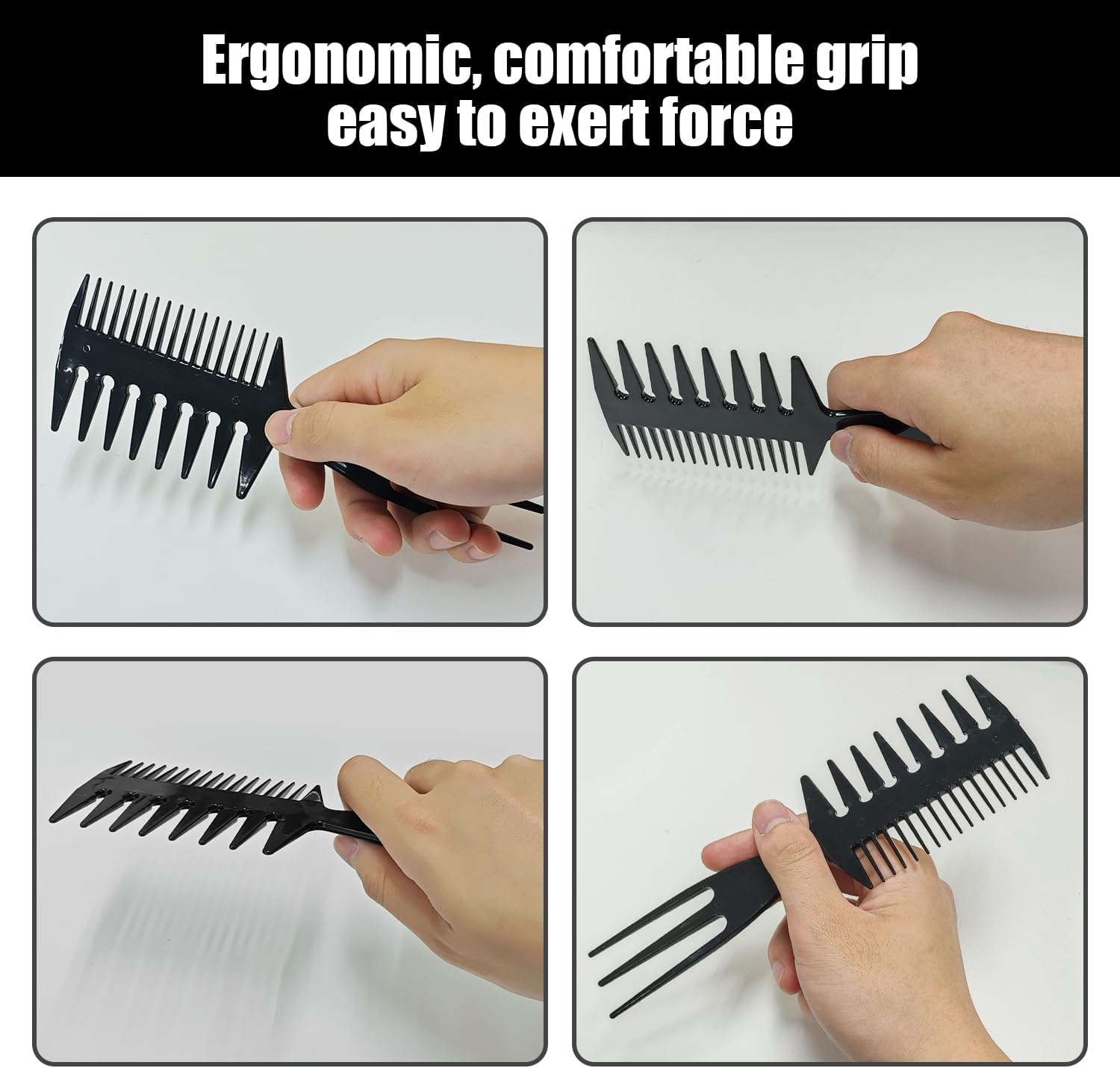 3 Pieces Wide Tooth Comb, Three in One Comb, Men'S Styling Comb, Simple Hair Tools, Unisex, Styling Tools image number 2