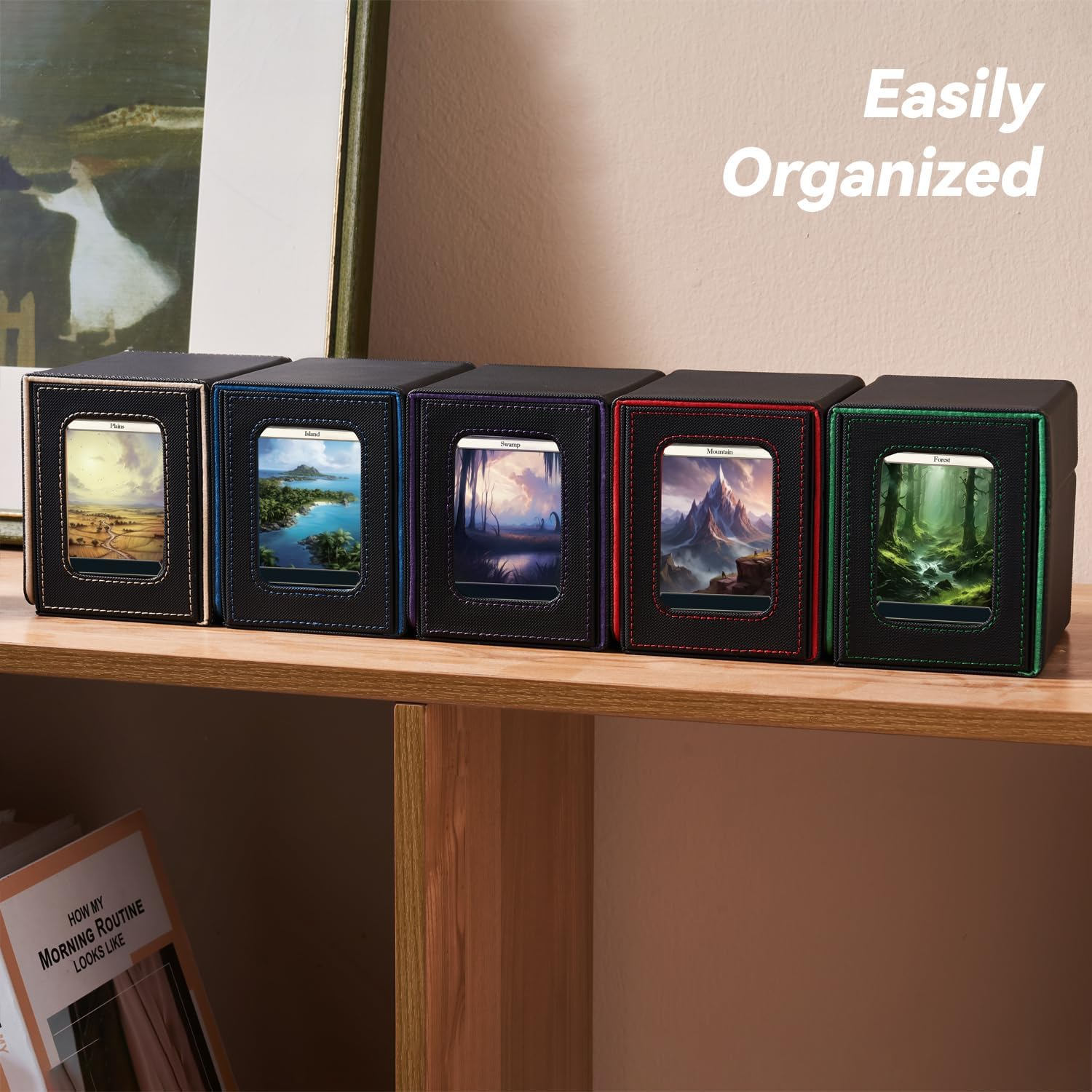 Mage Tech Card Deck Box for MTG Commander - Patented Design, Commander Display, Fits 100 Double-Sleeved Cards, 35Pt Card Brick & Dice Tray - Black/Blue image number 6