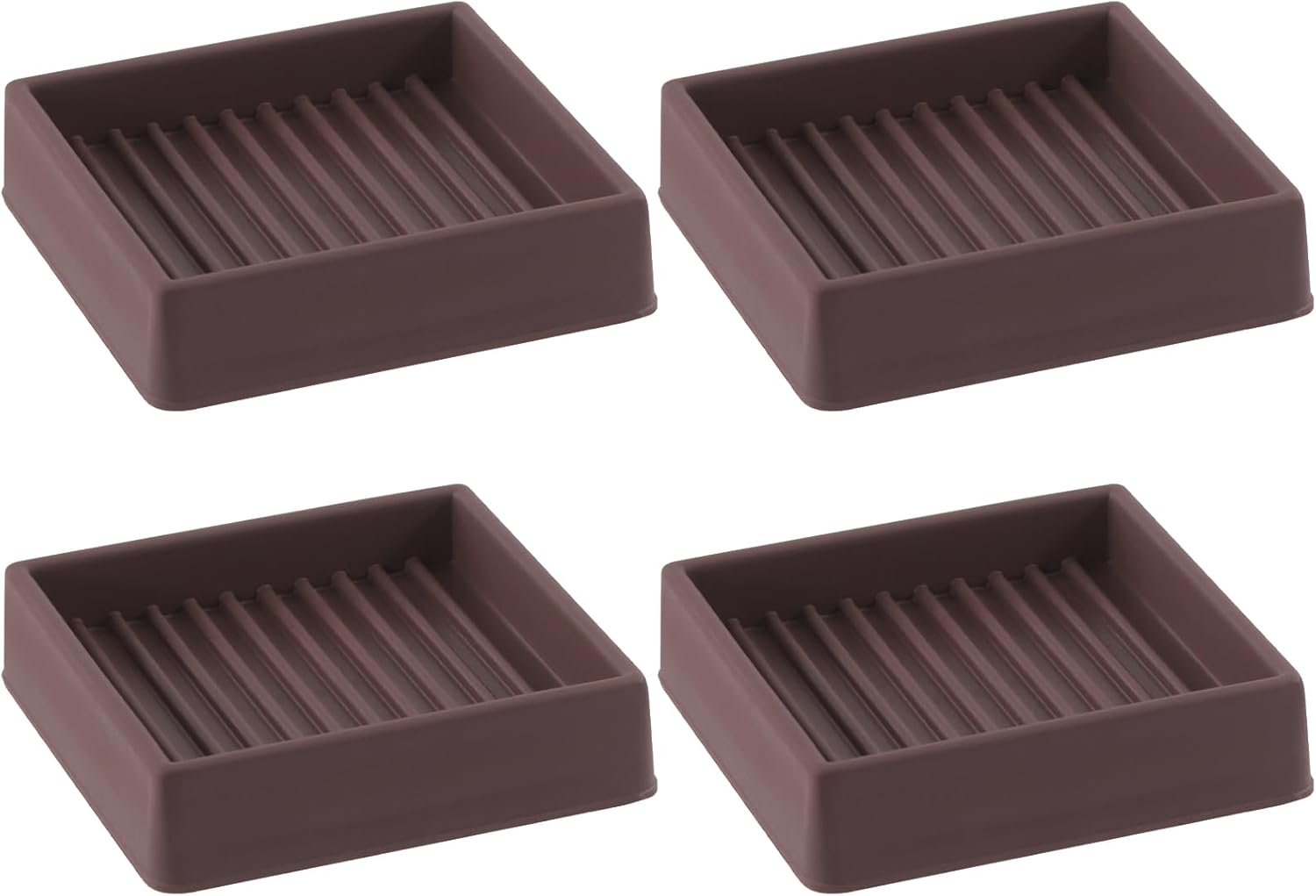 Tanstic 4Pcs 3X3 Square Rubber Furniture Caster Cups with Anti-Sliding Floor Grip Square Rubber anti Skid Caster Cups Non Slip Furniture Pads for Sofa Bed Chair(Brown)