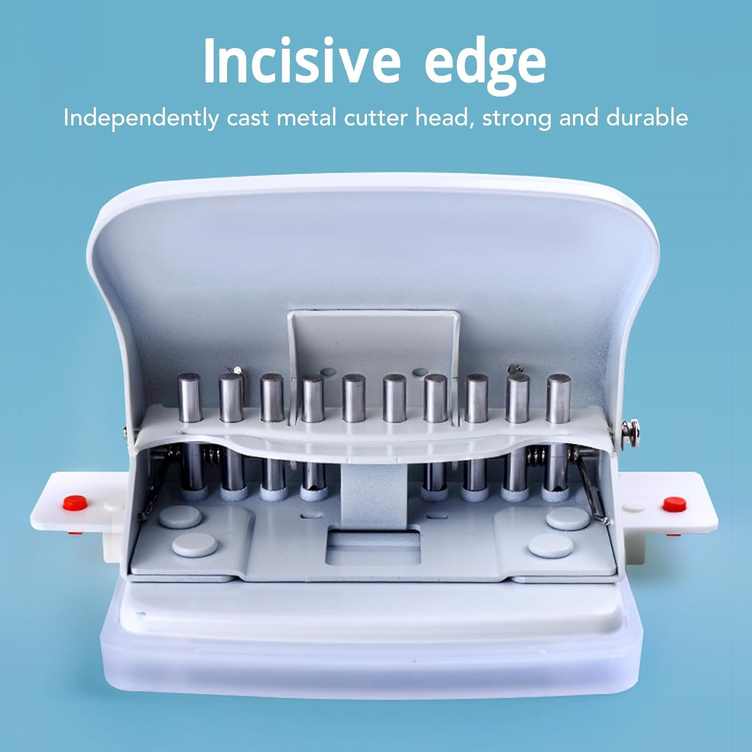 Paper Binding Machine, Handheld Spiral Binder, A4-A7 Compatible, Light Blue image number 1