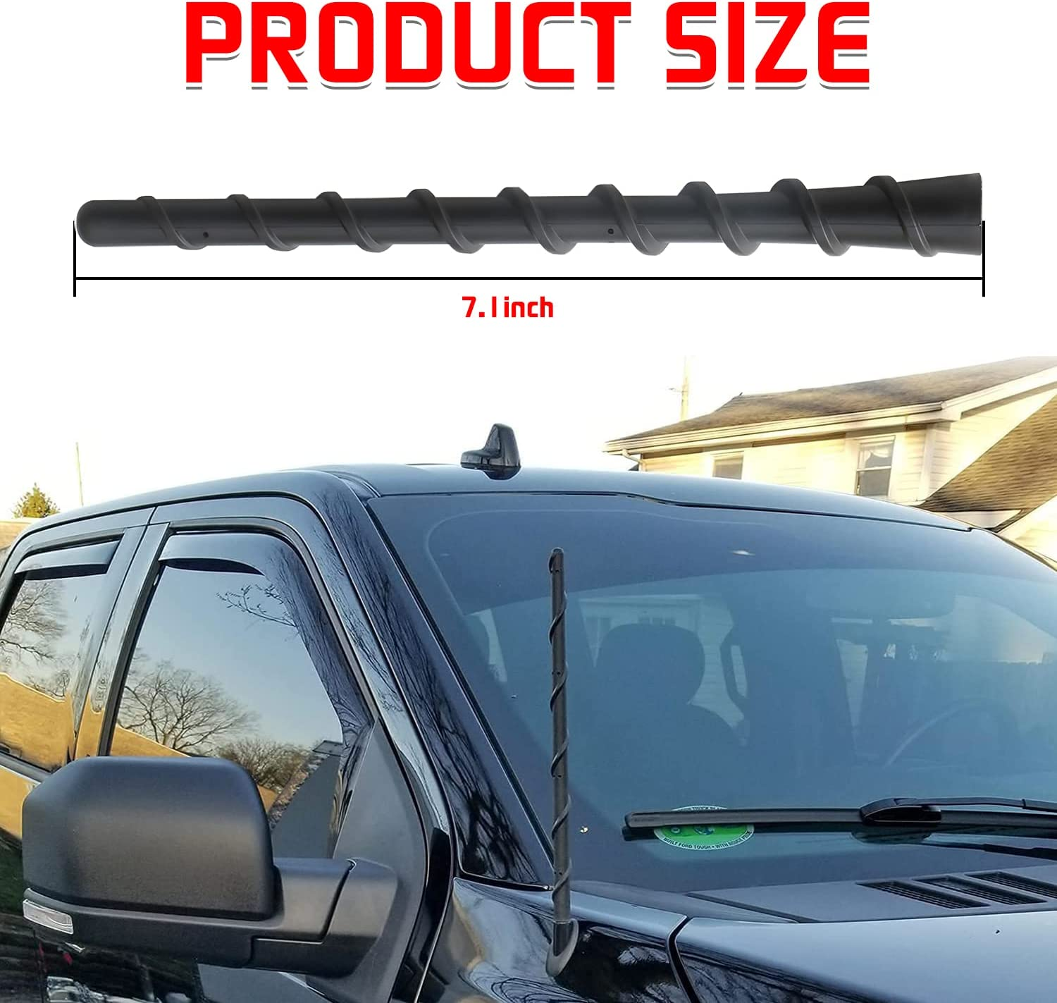 Black Spiral Car Antenna,7 in Car Radio Aerial Mast,Replacement Car Roof Mount Aerial Compatible with Jeep Wrangler JK JL JLU JKU Gladiator JT 2007-2022,Replacement, Jeep AM/FM Radio Reception image number 4