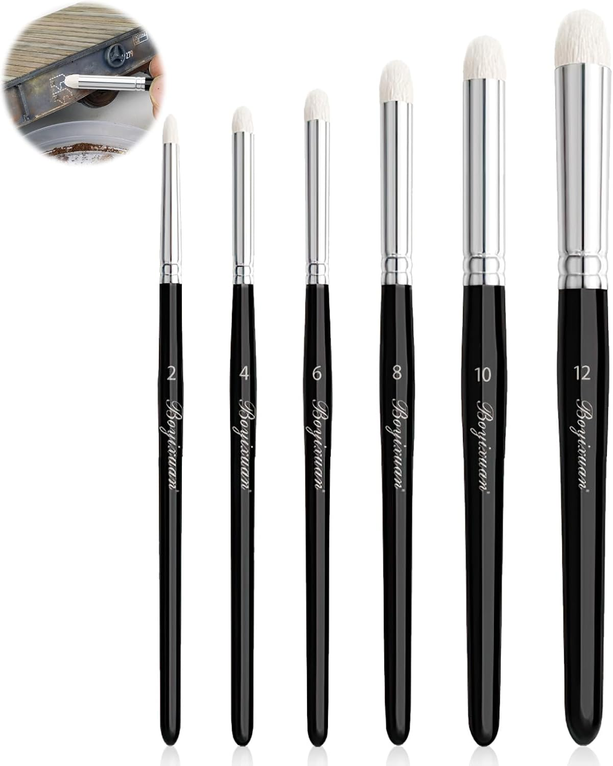 6 Pcs Drybrush Set, Dry Brush Miniature Painting Set Professional for Hobby Tabletop Citadel Game & Miniature Detailed Medium Large Model, Repair Paint Stencil Brushes to Acrylic Watercolour Painting image number 2