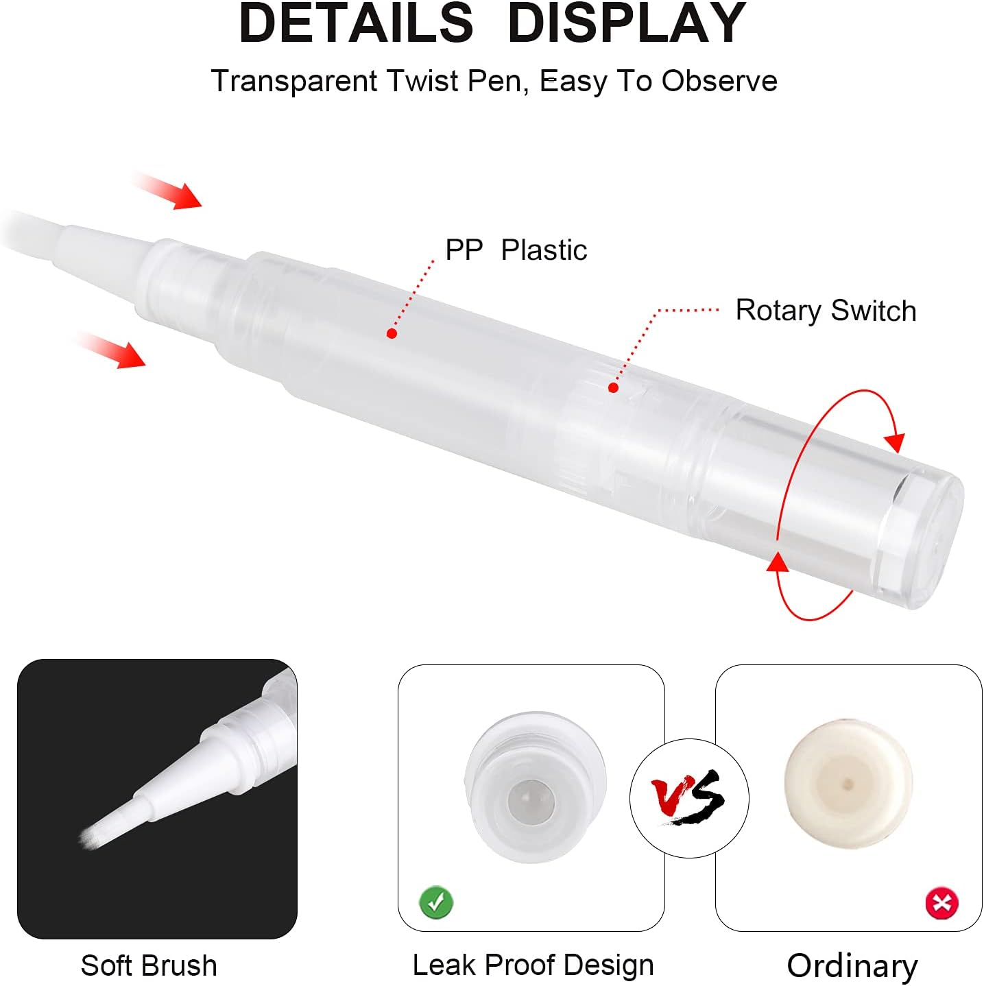 UPZIGS 10 Pcs 5Ml Empty Cuticle Oil Pen, Nail Oil Twist Pen with Brush, Eyelash Growth Liquid Tube, Cosmetic Lip Gloss Container image number 3