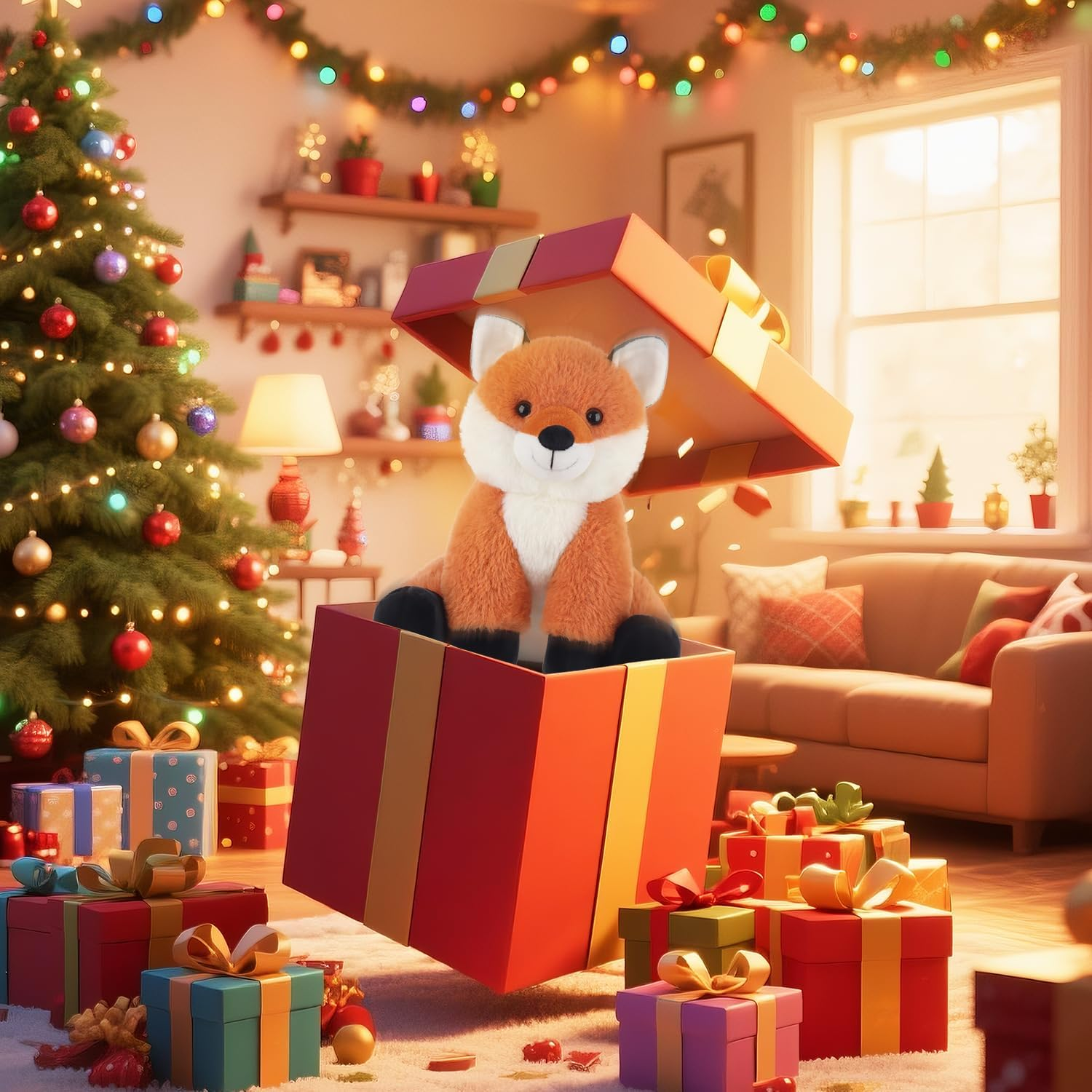 Apricot Lamb Toys Plush Fox Stuffed Animal Soft Cuddly Perfect for Girls Boys (Yellow Fox, 9 Inches) image number 1