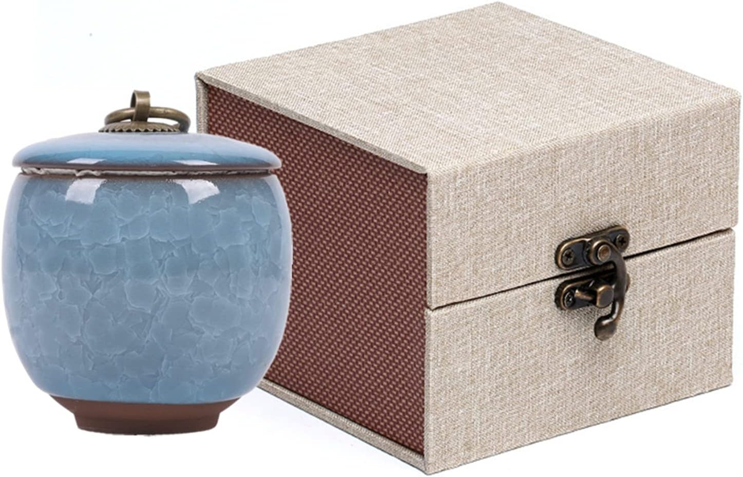 Vencede Handicrafted Ceramics Mini Pet Urns, Cremation Urns Ceramics Memorial Ashes Urn, Ashes Keepsake Memorial Ashes Holder, Pet Coffin, Dog Urn, Beautiful Ashes Keepsake, Sealed Ceramic (Beige)