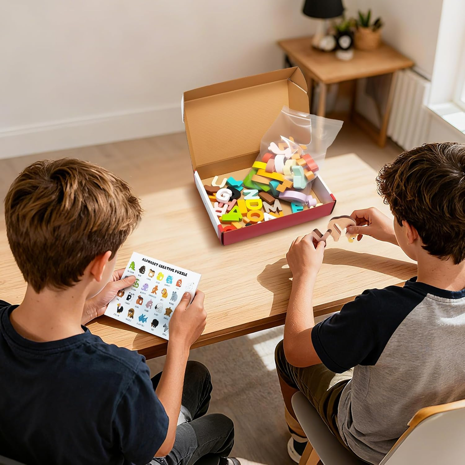 52 Pieces Matching Game, Alphabet Animal Puzzles for Toddlers, Montessori Sorting Blocks Board ABC Peg Puzzles for Kids Ages 3-5, Preschool Learning Activities Toys image number 5