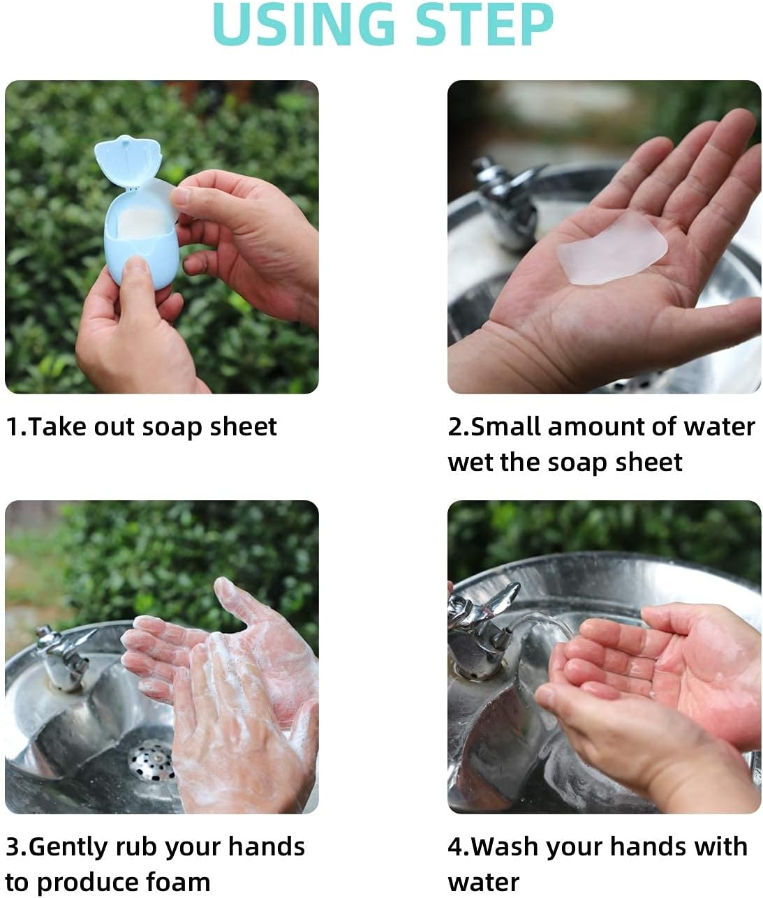 1 Box（50Pcs Mini Portable Disposable Travel Paper Soap Sheets Foaming Hand Washing Bath Scented Paper for Outdoor,Camping, Hiking image number 6