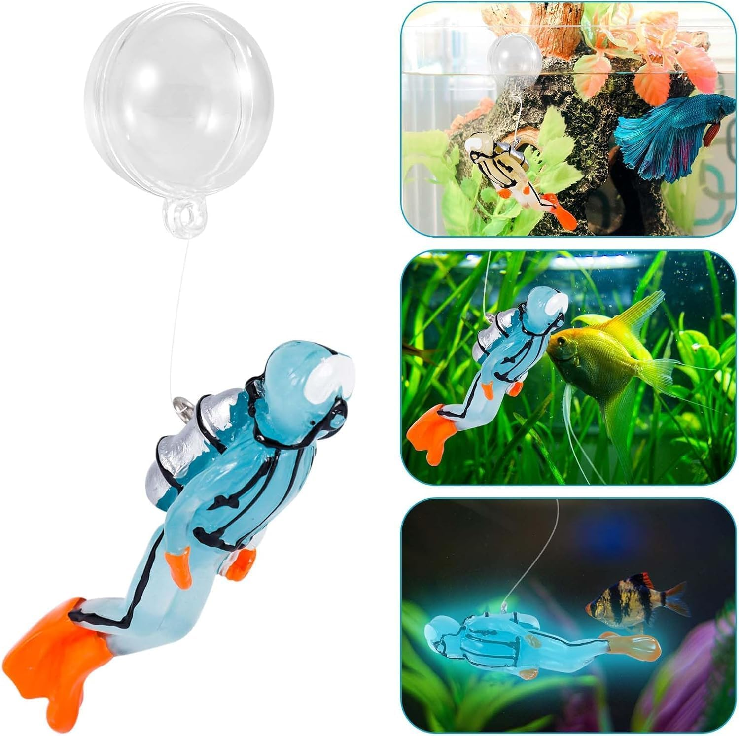 2Pcs Fish Tank Decorations,Fish Tank Floating Diver Decorations,Fish Tank Decorations Little Diver Aquarium Decoration,Lovely Mini Diver Resin Aquarium Decoration Fish Tank Floating Divers Ornaments image number 2
