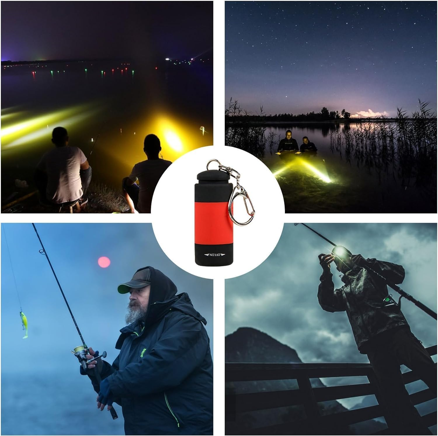 Fishing Lights LED Underwater - IP68 Waterproof Handheld Flashlight - Night Fishing Light Torch Detector, LED Submersible Fishing Light, Underwater Fish Finder Lamp for Freshwater & Saltwater image number 1
