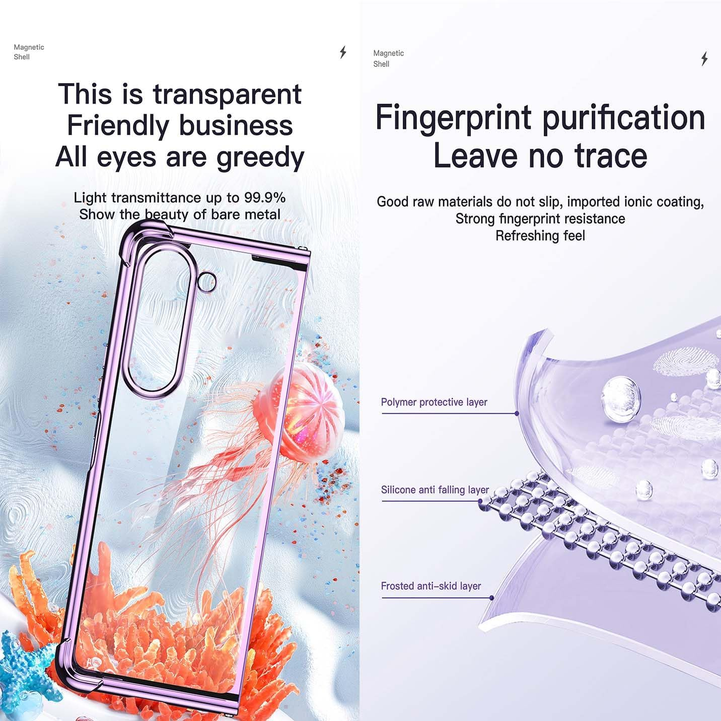 BORYA Electroplated Case for Samsung Galaxy Z Fold5 (Fold 5), Ultra Thin, Shockproof, Transparent Mobile Phone Case, Soft Silicone TPU Bumper, Wrinkle Protective Case, Elegant Luxury Case, Silver - Silver image number 4