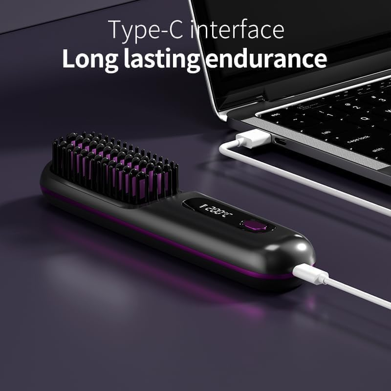 QFFAFAR Portable Hair Straightener Brush, Go Pro 2026 Straightening Comb, Rechargeable & Cordless Hair Straightener, Portable Straightening Brush for Travel Women image number 5