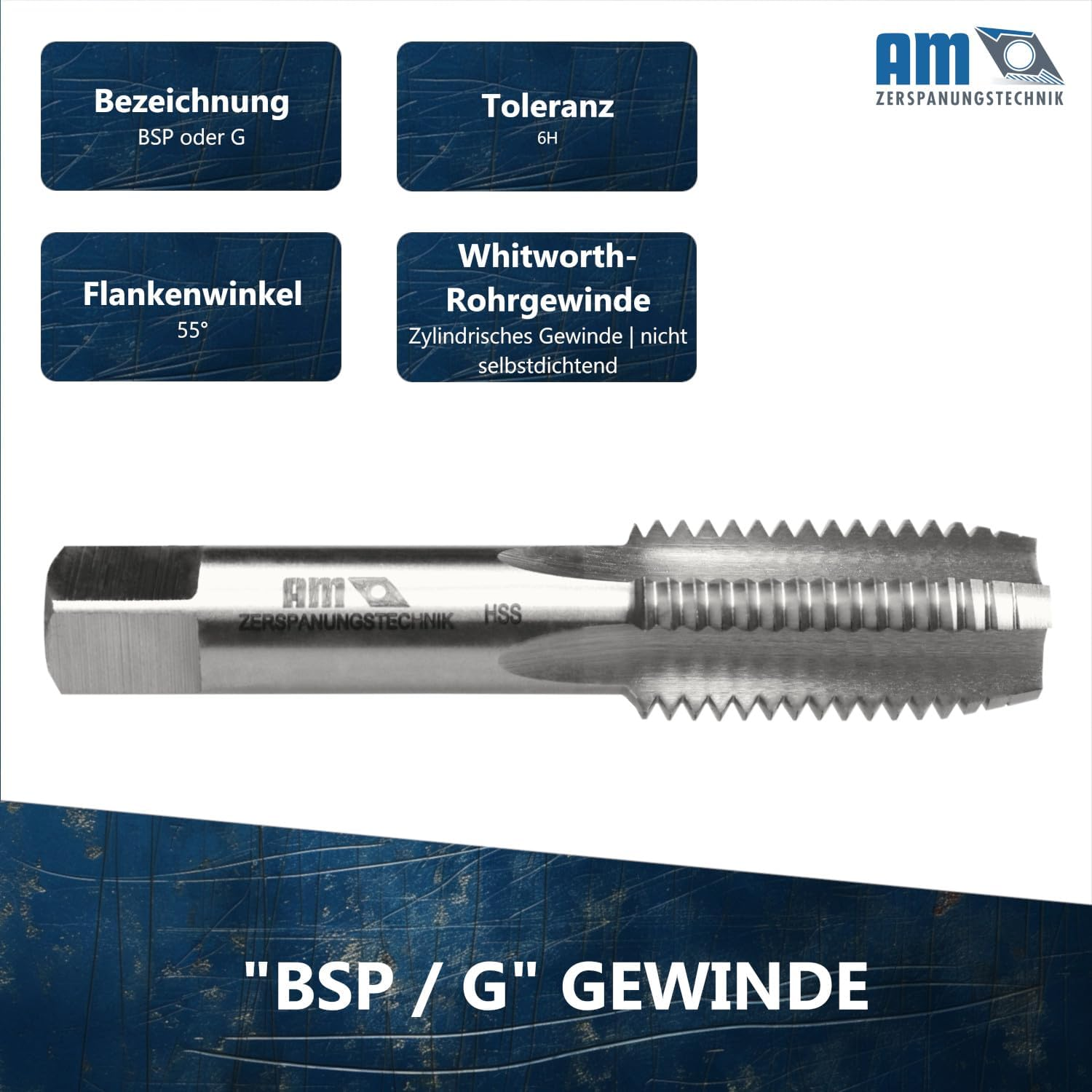 Am-Zerspanungstechnik Tap G3/4 | Tap Cutter Inch | HSS Pipe Tap | Whitworth Pipe Thread G | Cutting Tap Inch Thread - G (BSP) 3/4 image number 5