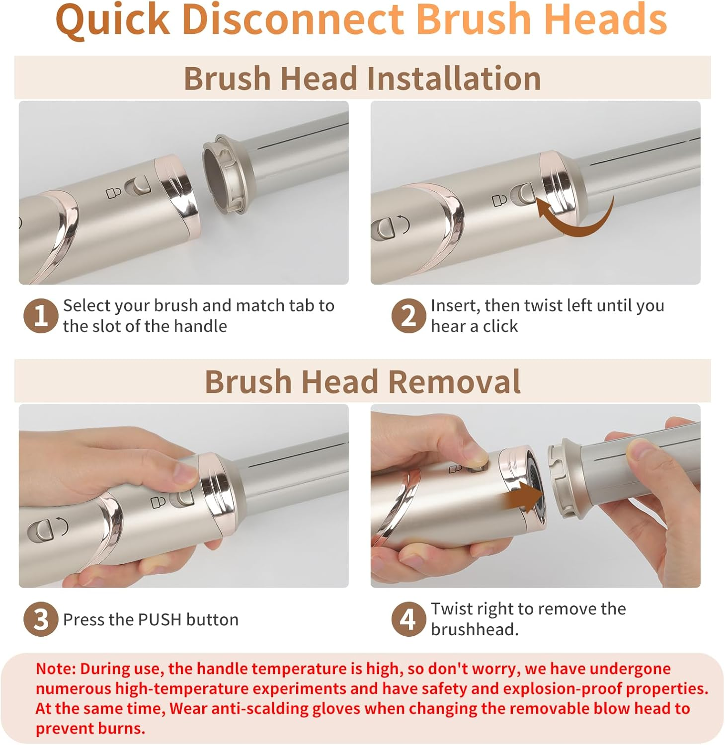 6 in 1 Hair Dryer Brush Set，110000 RPM Blow Dryer with Attachments for Curly Straight & Twisted Hair,Professional Ionic Brush Blow Dryer for All Hair Types,Gift Set image number 6