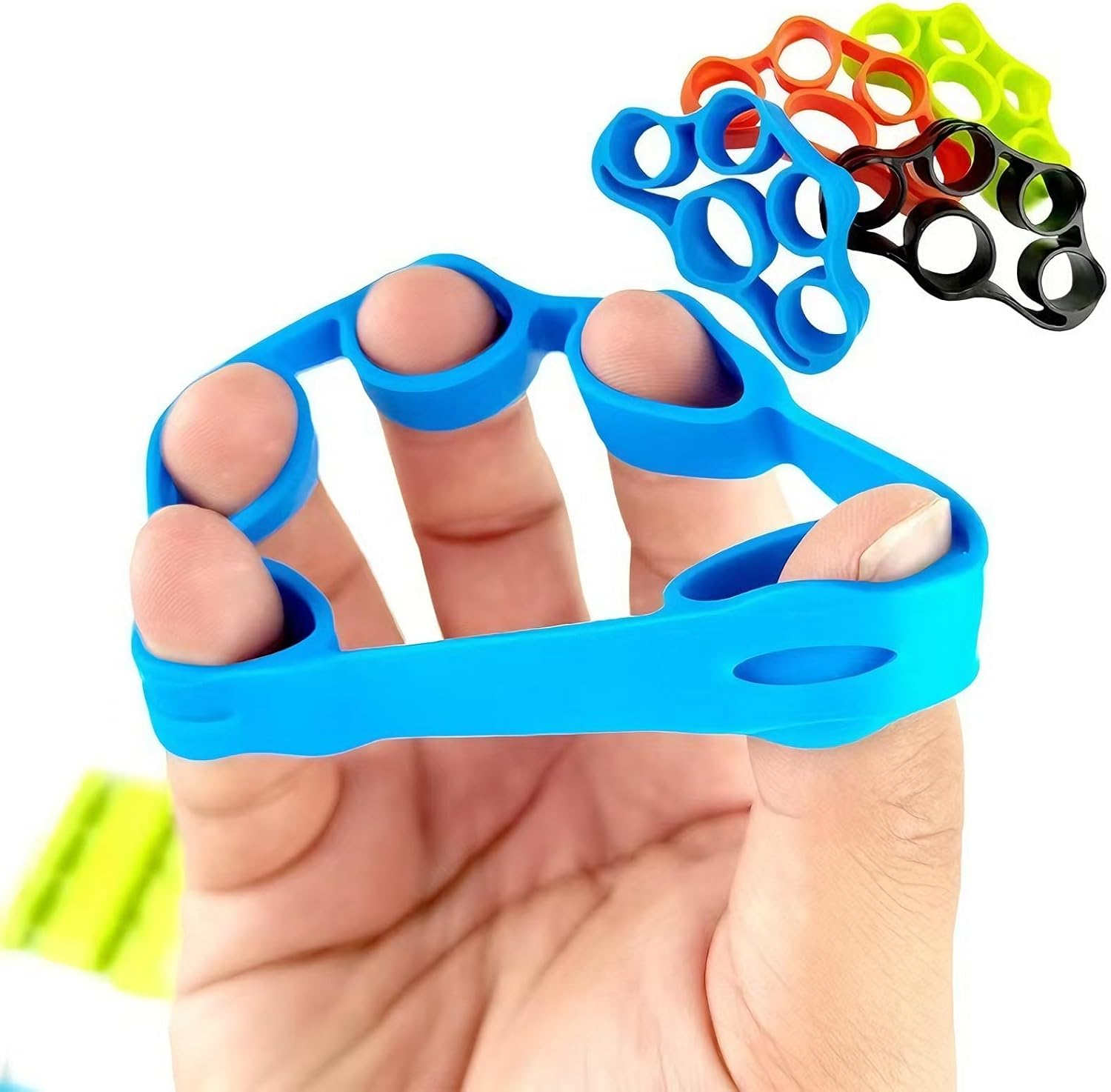 Hand Grip Strengthener 3 Pcs Finger Stretcher Resistance Bands and Hand Grip Ring Exerciser Expander Finger Trainer for Forearm and Finger Strength Training Hand Therapy and Stress Relief
