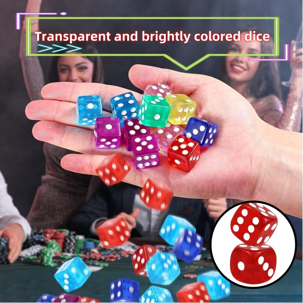 50 PCS 14Mm Dice Set, 6-Sided Colorful Dice Chessboard, Math Learning, Dice Classroom, Party Gift image number 5