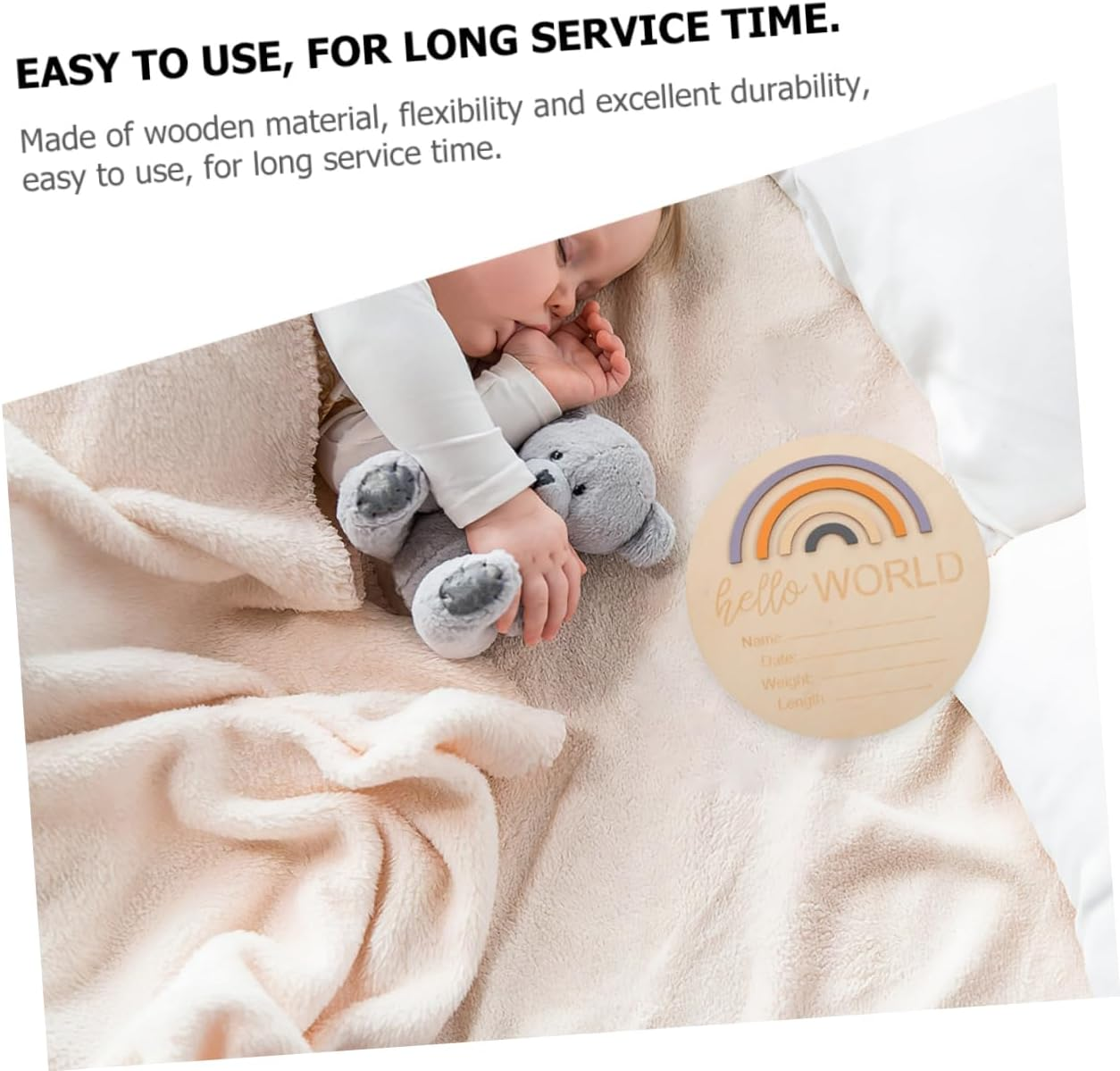 2Pcs Wooden Birth Announcement Signs round Name Plaque for Newborn Milestone Photography Props for Birth Records and Photo Decor