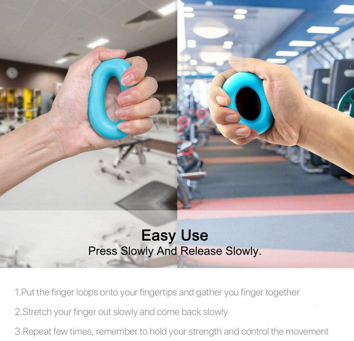 2X 5Pcs Power Hand Grip Forearm Gripper + Finger Stretcher Trainer for Home Gym Use image number 3