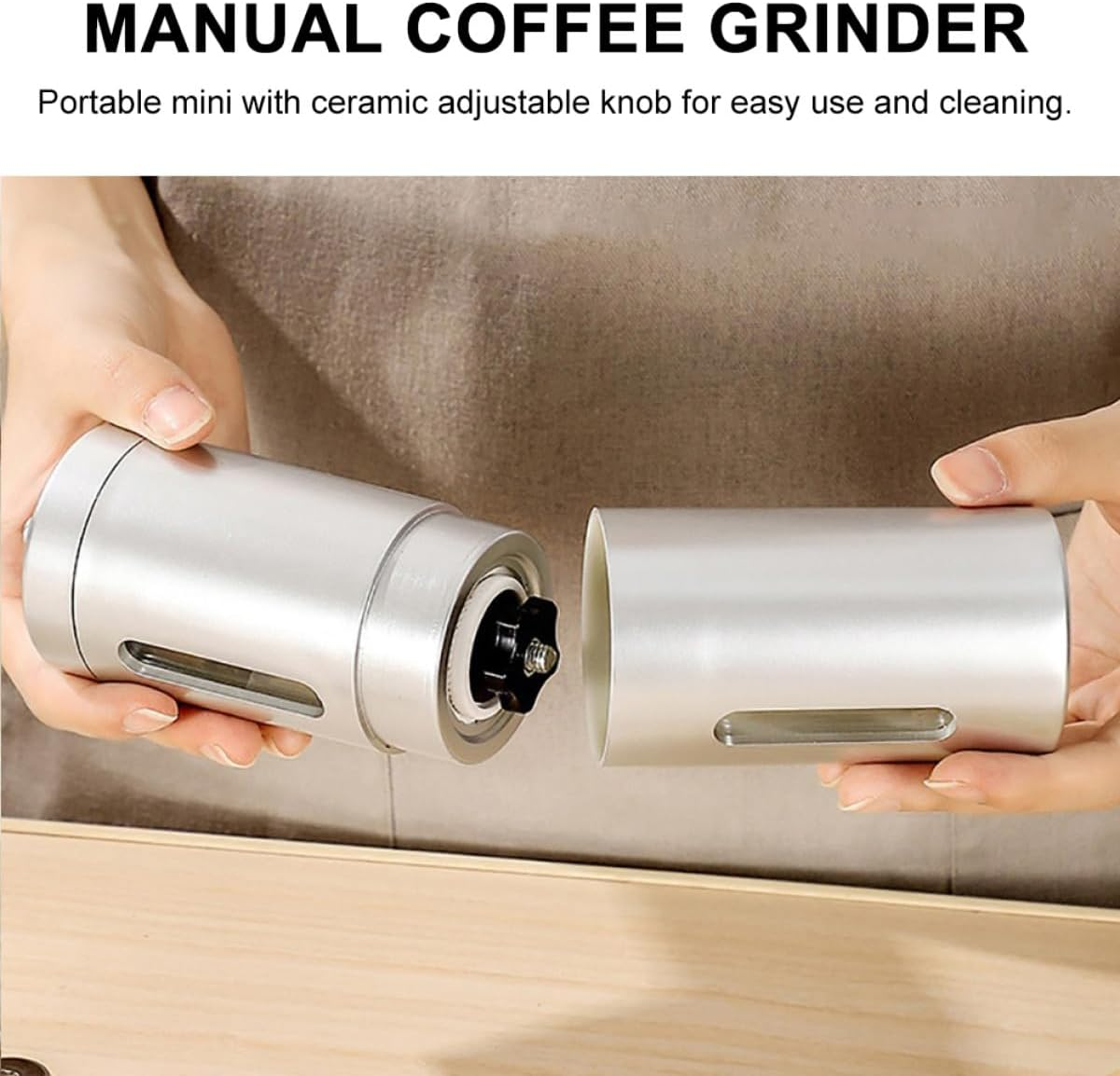 SWETRACE Manual Stainless Steel Coffee Mill Grinder for Espresso Beans Portable Hand Coffee Bean Grinder Suitable for Home and Travel