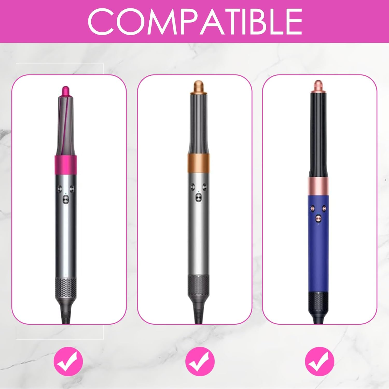 Adorila 2 Pack Wall Mounted Curling Iron Holder, Hair Styling Tool Organizer, Hair Tools Holder Compatible with Dyson Airwrap and Dyson Corrale (Black)