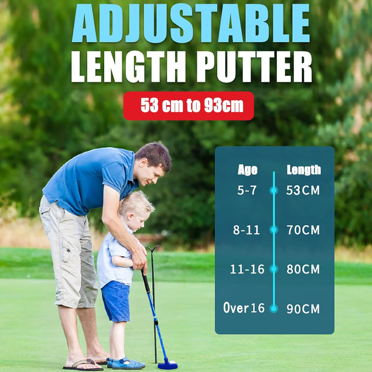 ENERKEEN 2 Pack Golf Putter Clubs Two-Way Putters with Blade Head Sturdy Shaft for Right and Left Hander Indoor Golf Putting Training Aids, Adjustable Length Putter image number 5