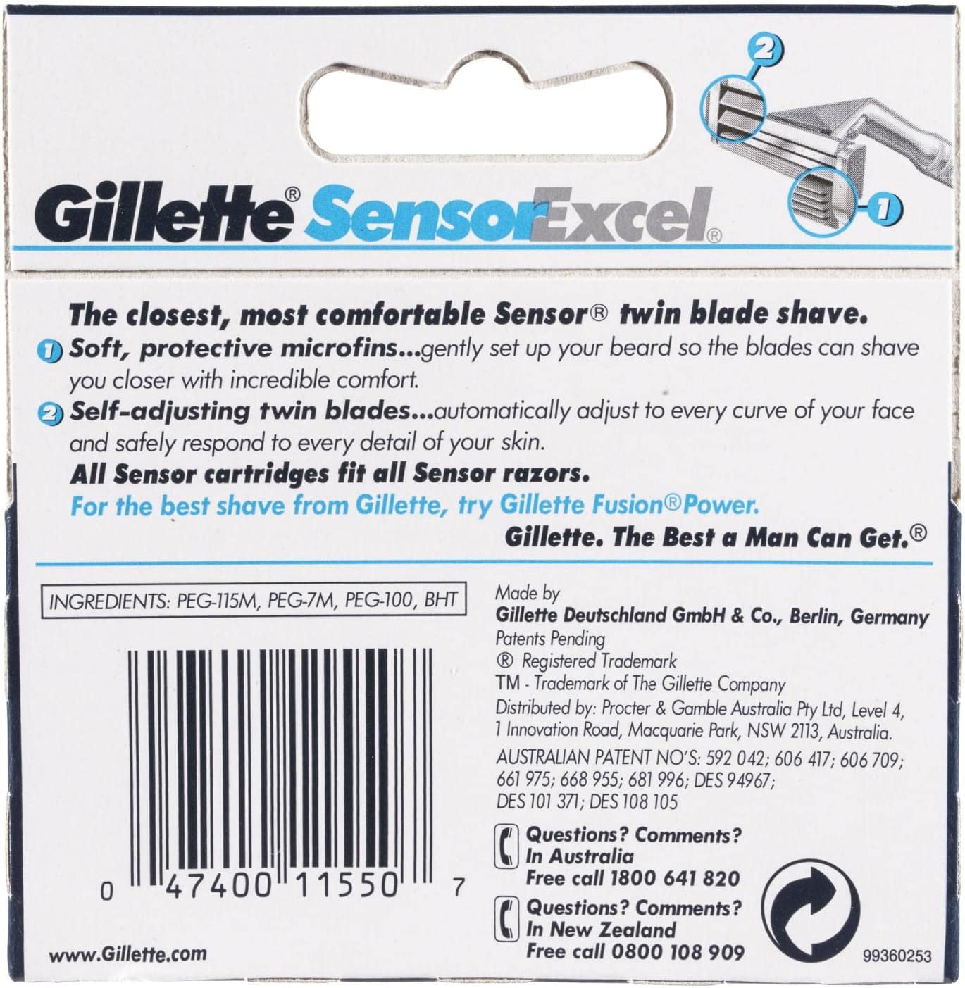 GILLETTE SYSTEMS Sensor Excel Men'S Razor Blades Cartridge, 5 Count, Pack of 5 image number 2