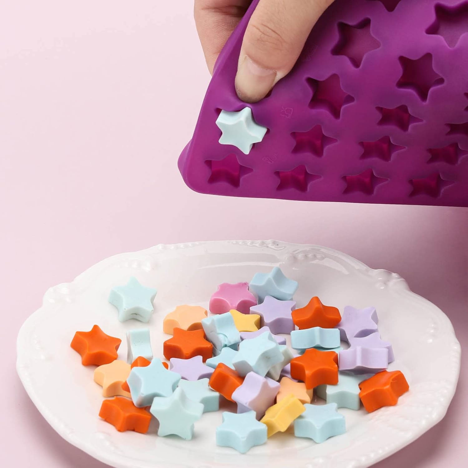 112 Cavity Mini Star Silicone Molds Fun Shaped Chocolate Molds for Homemade Dog Training Treats, Gummies, Candy, Chocolate Chips,Biscuits