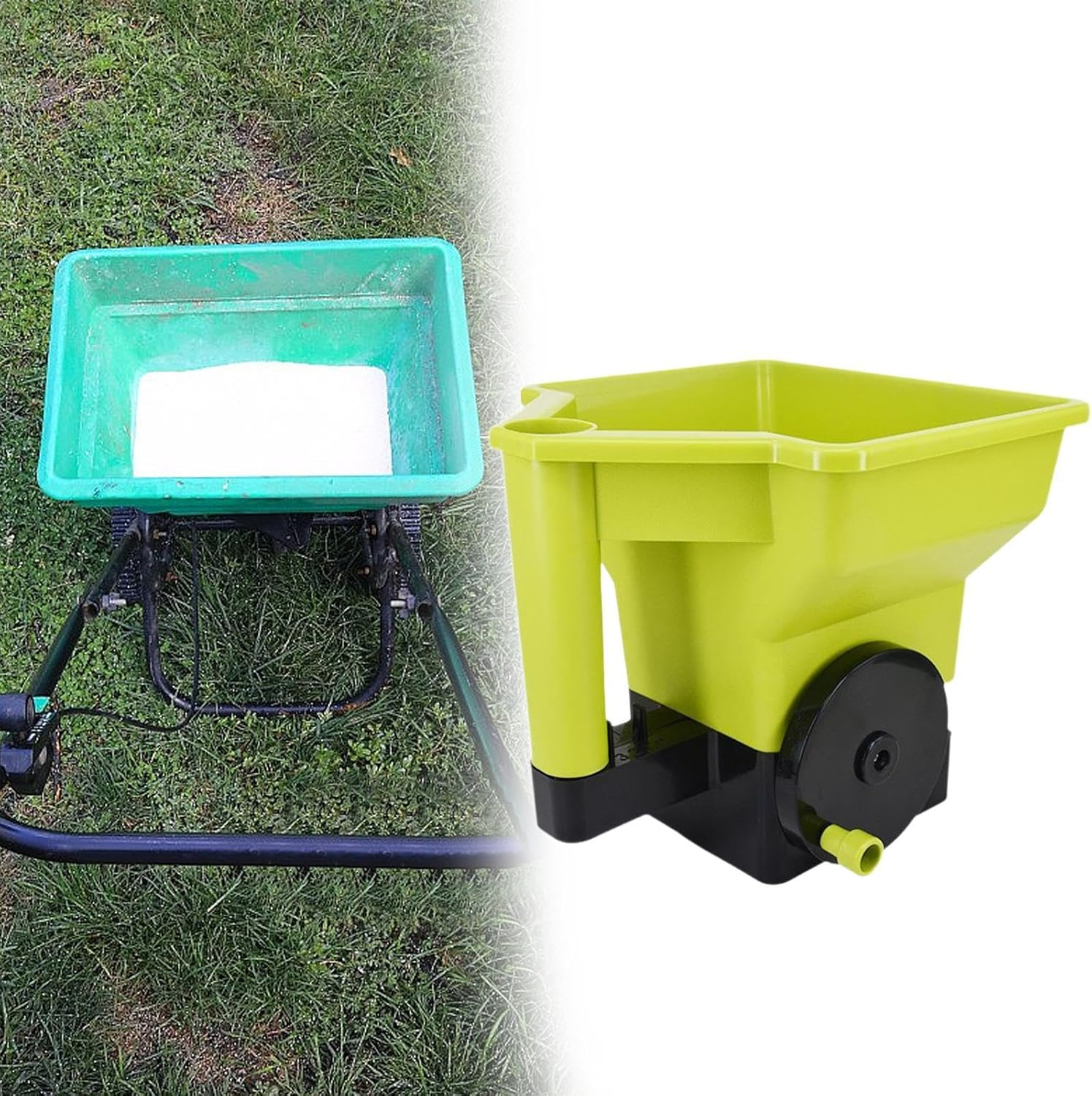 Perfk Fertilizer Spreader Handheld Spreader Green for Salt Gardening Tools Lightweight Planter Tool Spreader Fertilizer Dispenser image number 1