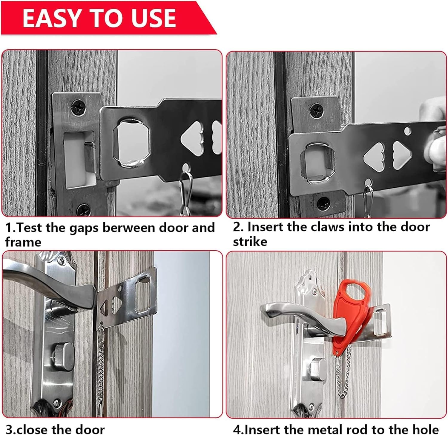 2Pcs Portable Door Lock Extra Locks for Additional Privacy and Safety,Door Lock Home Security Door Lock Travel Lockdown Locks,Portable Door Lock Home Security Door Lock Travel Lockdown Lock Door Lock image number 6