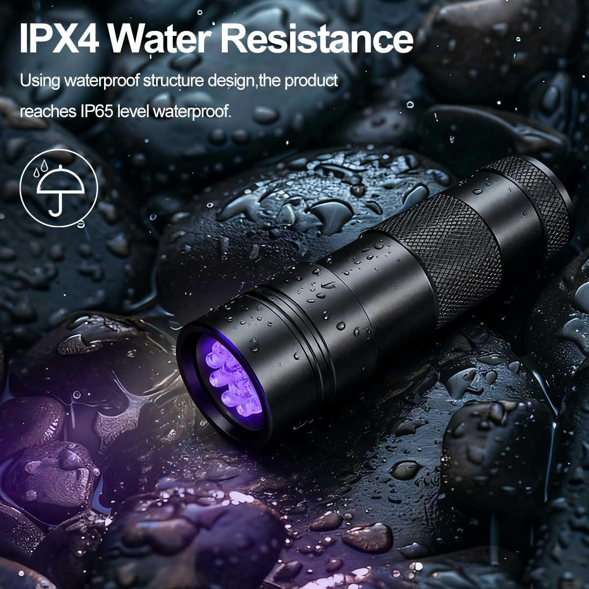 U&zwnj;V Torch,T Tersely 12 LED 395Nm UV Blacklight Flashlight,Pet Urine Detector for Dog/Cat, Dry Stains, Bed Bug, Invisible Ink, AAA Batteries Included&zwnj; image number 2