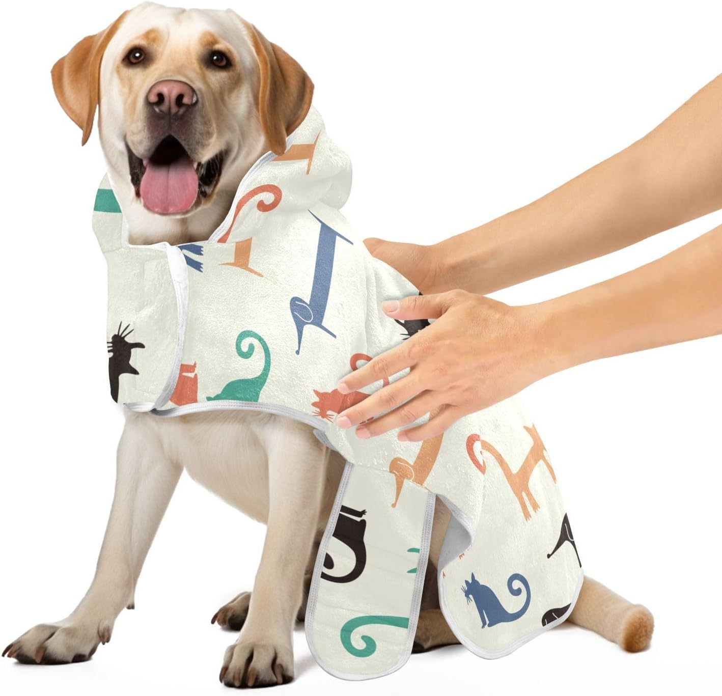 AIXIWAWA Cat Dachshund Pet Bathrobe Towels with Adjustable Collar & Waist, Quick Absorbent Drying Coat for Cats and Dogs image number 6