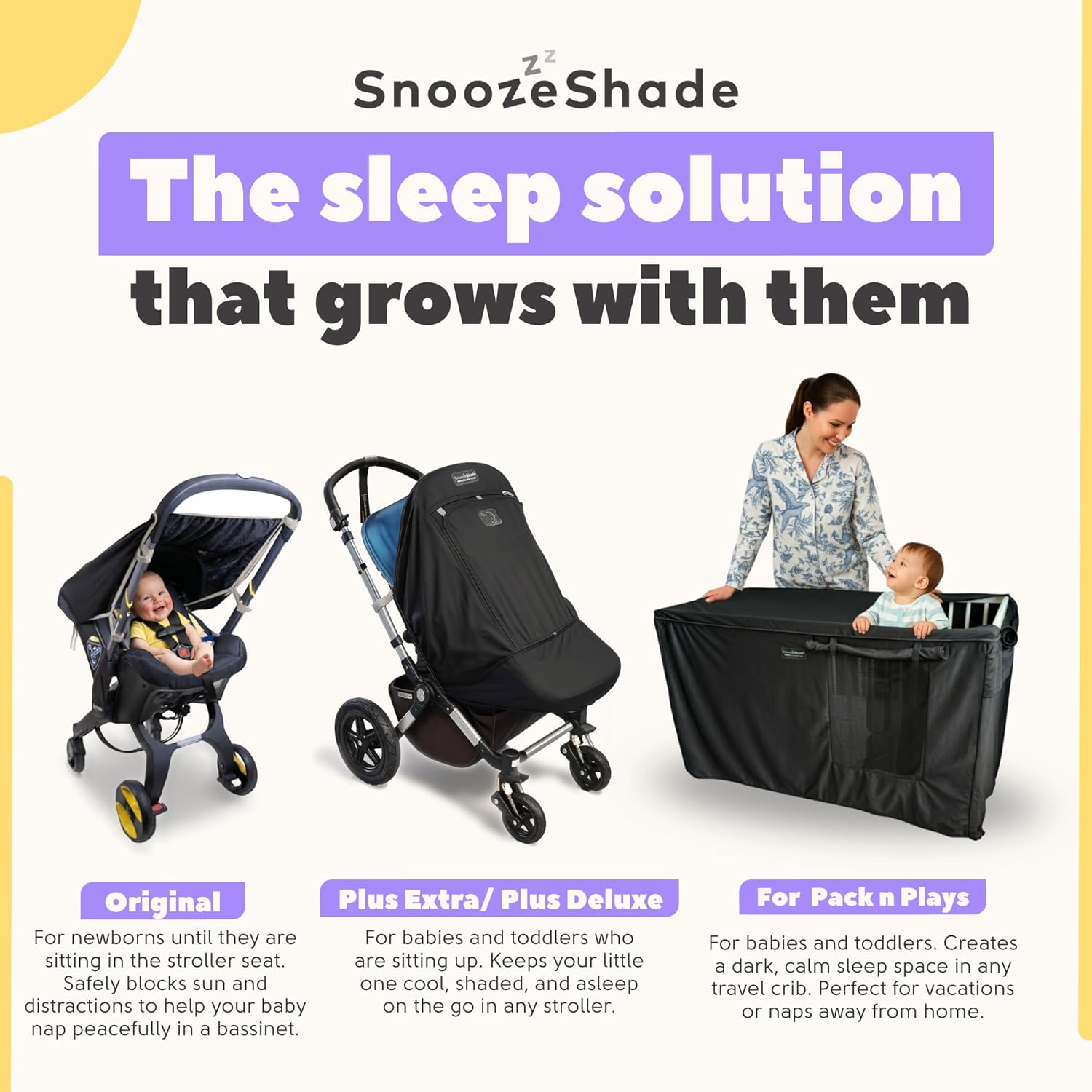 Snoozeshade Travel Cot Blackout Cover & Sleep Canopy, Breathable Mesh Sleep Shade for Travel Cots, Blocks 94% of Light, Protects against Insects & Light Wind, INPAA Approved image number 3