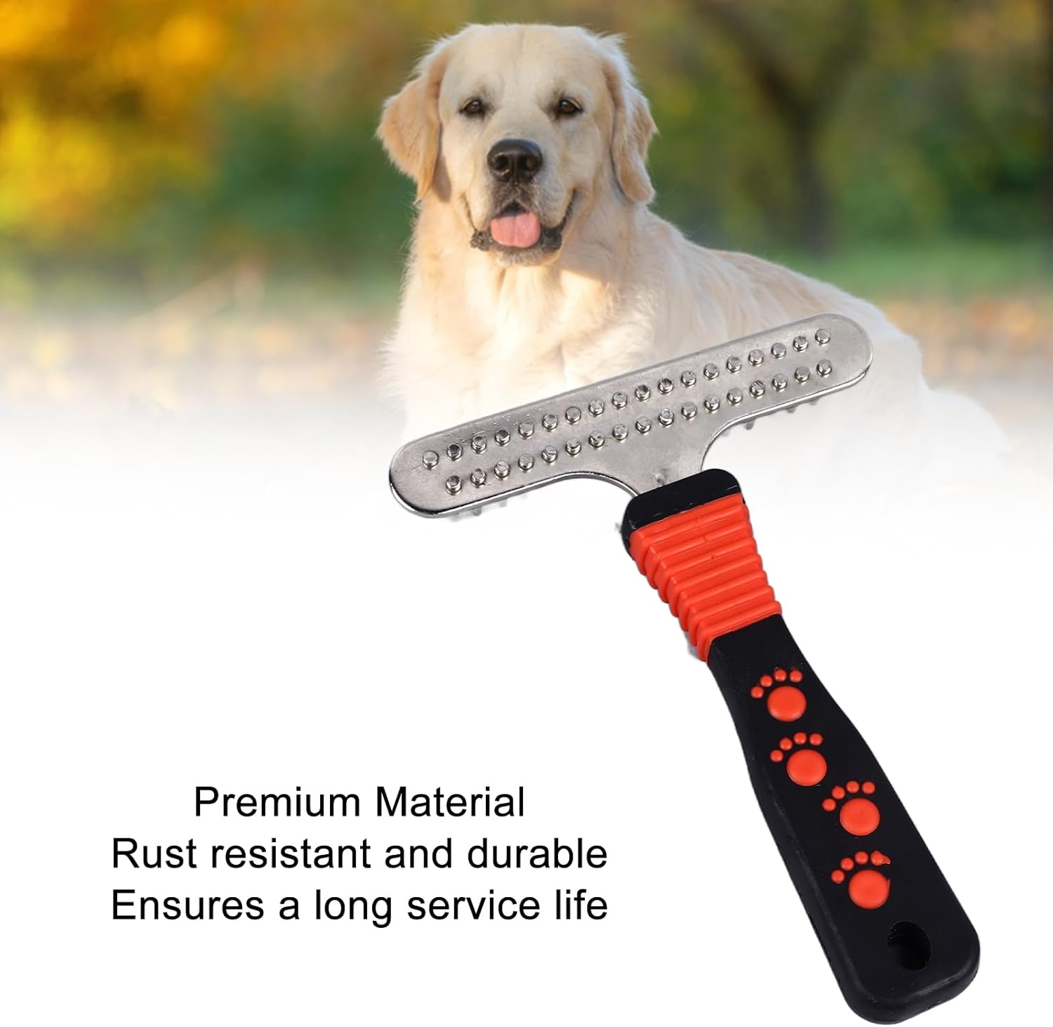 Pet Deshedding Rake, Double Row Pins Detangling Large Dog Grooming Comb, Dogs Brush Shedding Tool Dog Detangler Comb and Dematting Brush for Long Matted Haired Pets image number 2