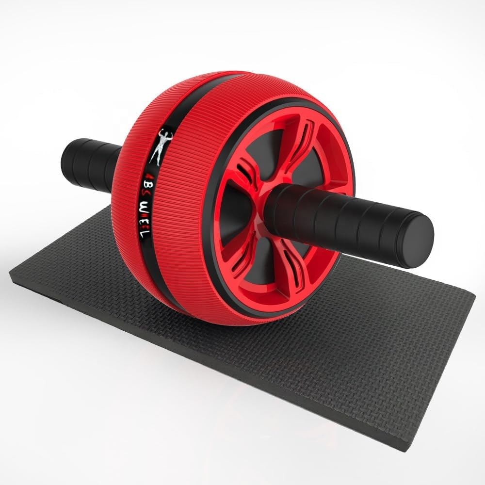 Ab Roller Wheel with Knee Pad - Core & Abs Home Workout Equipment for Men and Women - Wide Non-Slip Abdominal Exercise for Home Gym Fitness Equipment (Red) image number 2