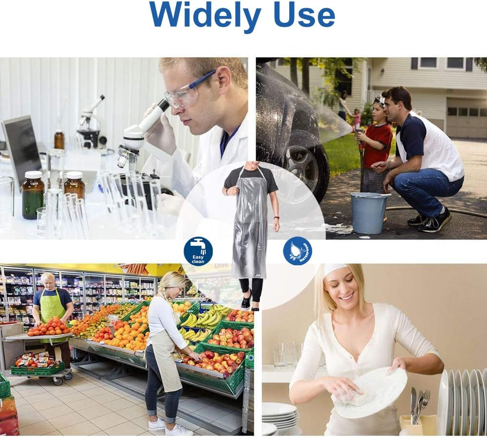 Waterproof Plastic Apron Transparent PVC, Keeps You Clean and Dry When Dishes Washing Kitchen Cooking Lab Work Butcher Dog Grooming Cleaning Fish Unisex 45.3In X 27.5In image number 6