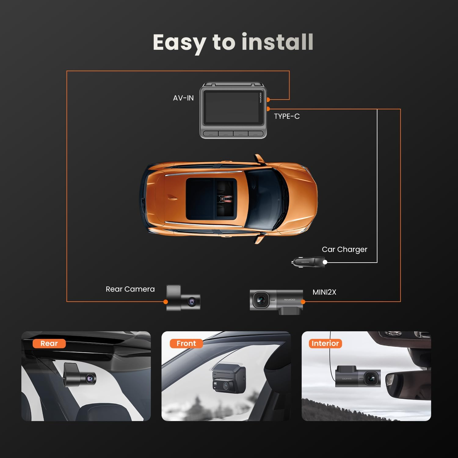 DDPAI 3 Channel 2160P+1440P+1080P Front Rear and inside Dash Cam Dashcam with Start Reminder Night Vision 5G Wifi APP Control Extended 24 Hours Parking Monitor Support 512GB TF Card, Z60 &Pi;link image number 3