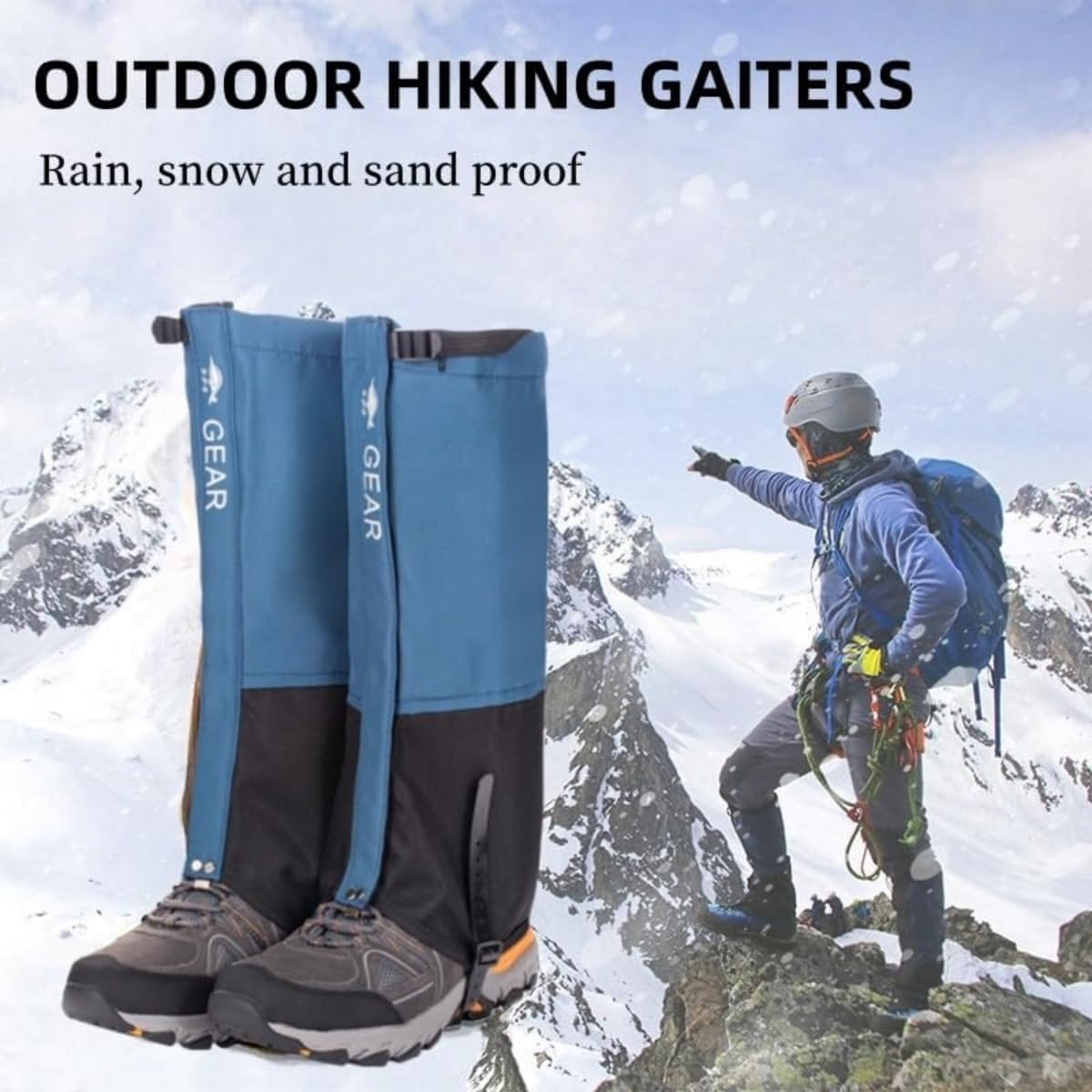 Sand-Proof Boot Gaiters, Leg Hiking Gaiters, Shoe Covers, Lightweight and Adjustable, Waterproof, Hiking, Walking, Hunting, Backpacking, Skiing, Mountaineering, for Men and Women