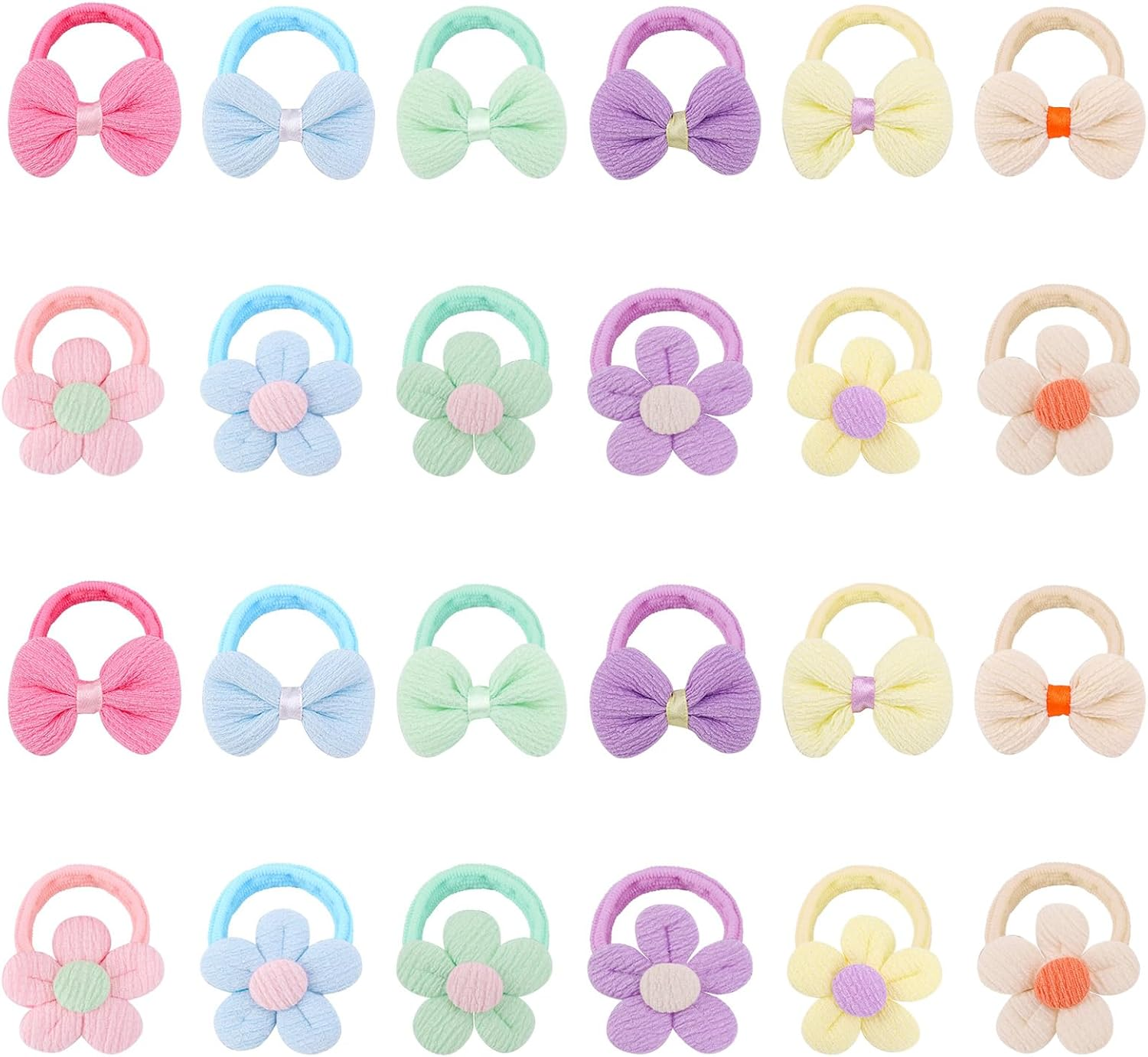24Pcs Toddler Hair Bows, Elastic Toddle Hair Ties Toddler Flower Hair Accessories Butterfly Hair Clips Cute Hair Ties Baby Hair Bows for Little Girls Hair Ponytail