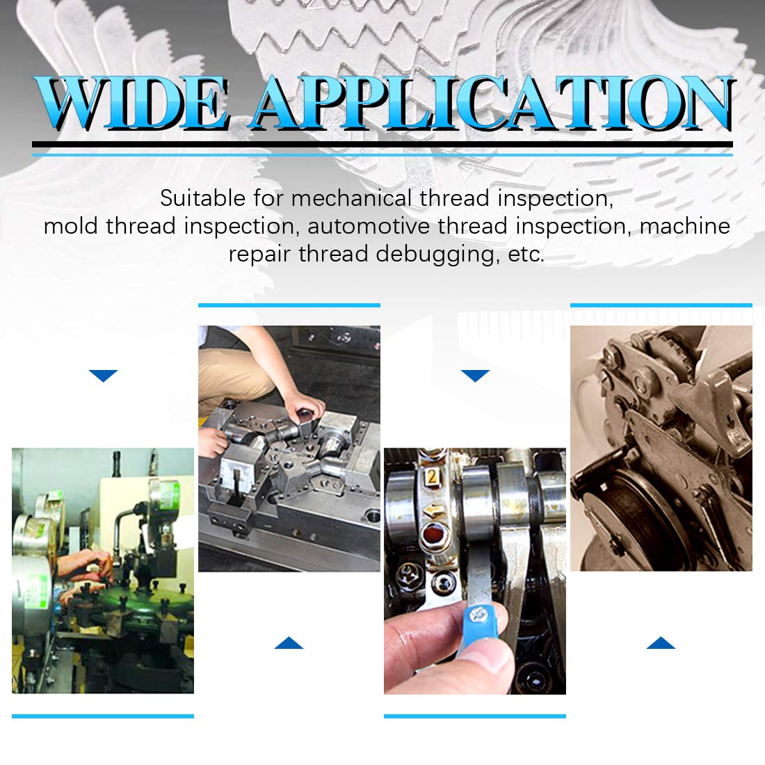 Glarks 5Pcs Stainless Steel Screw Thread Pitch Cutting Gauge Tool Set, 51Pcs America SAE Type + 52Pcs Metric & America SAE Type & British Whitworth + 3Pcs Center Gage, Packed in Plastic Box image number 1