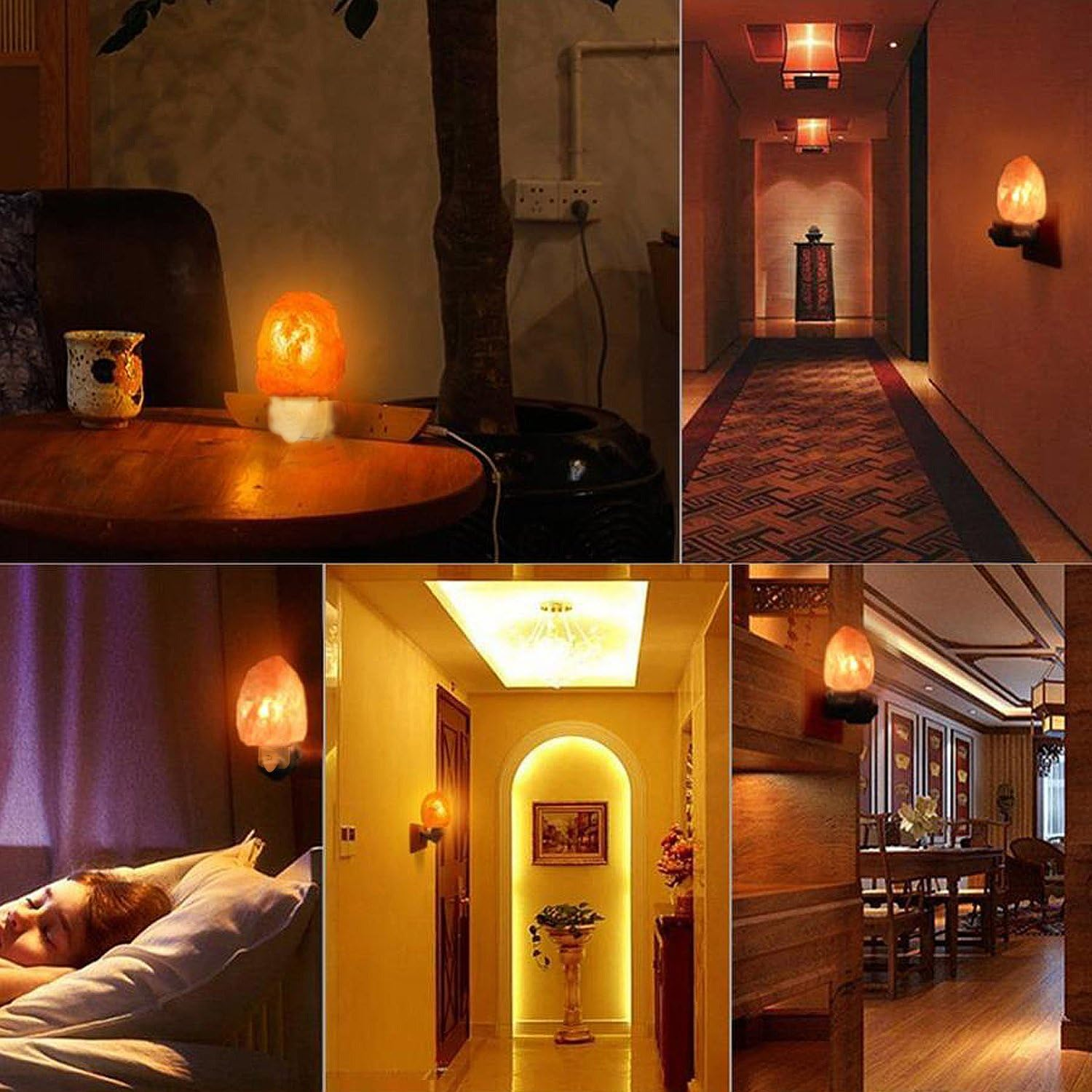 Betus [Natural Crystal] Himalayan Salt Wall Lamp - Air Purifying Night Light - 360&deg; Rotatable Plug 15W Bulb - Natural image number 2