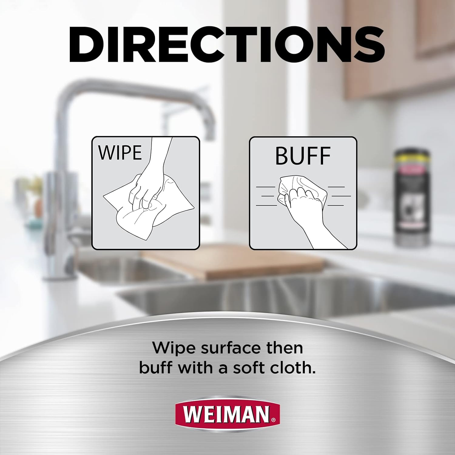 Weiman Stainless Steel Wipes - Kitchen Surface Cleaner for Fridge, Dishwasher, Oven, Sink & Grill - Fingerprint, Grease & Watermark Remover - 30 Count, Pack of 2 image number 2