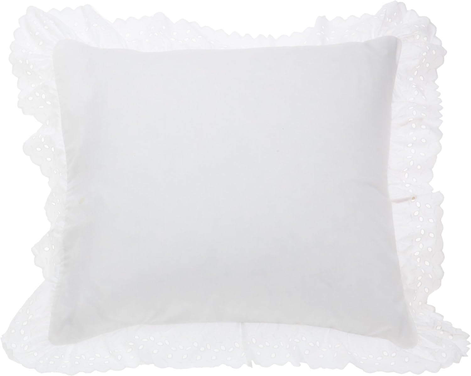 Fresh Ideas Eyelet Ruffled Pillow Sham Euro, Ivory