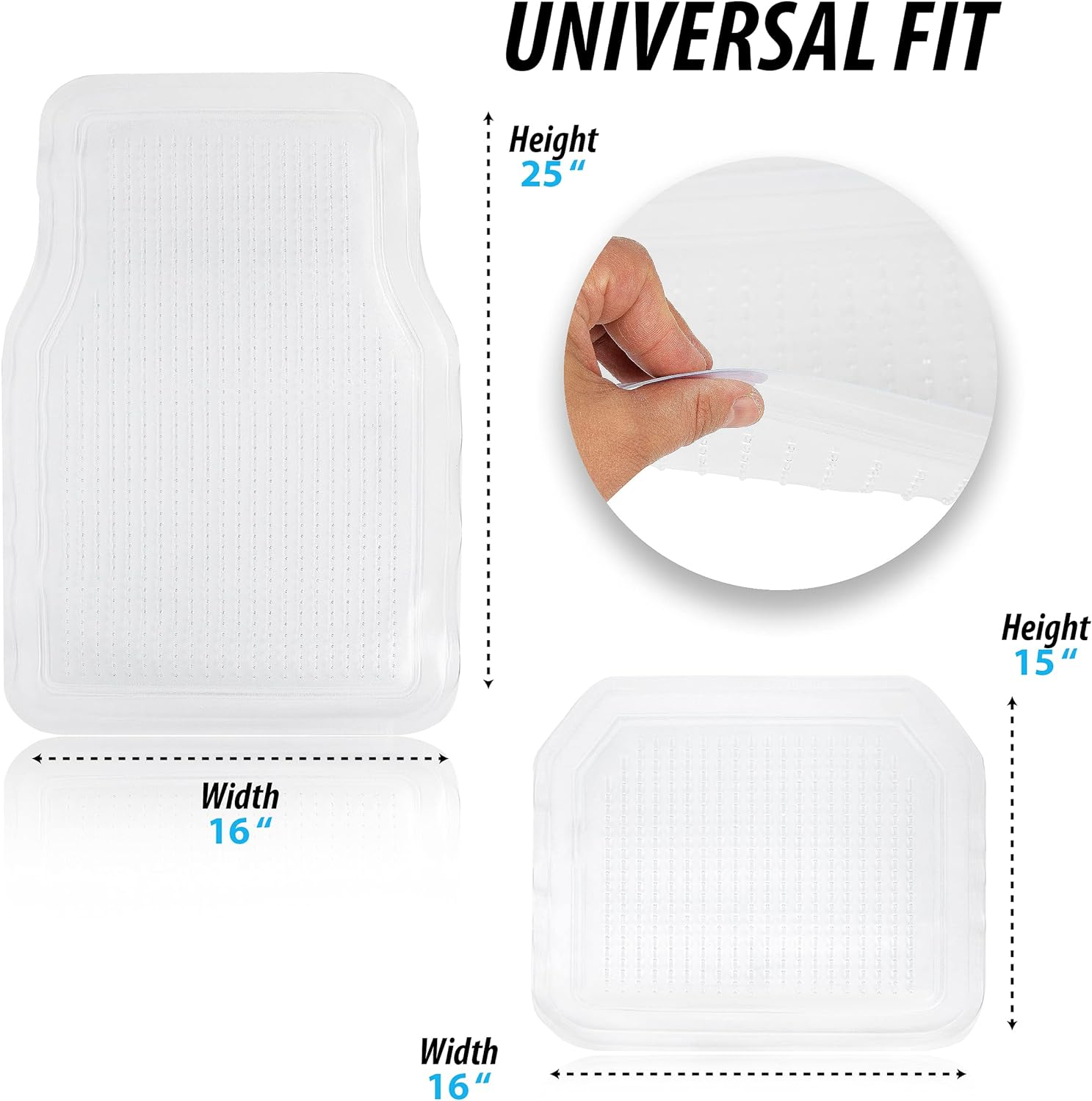 Zonetech All Weather Full Rubber Clear Car Interior Floor Mats - 4-Piece Set Clear Heavy Duty Car Interior Floor Mats image number 5