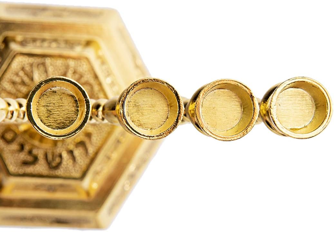 YU FENG 7-Branch Menorah Candle Holder for Shabbat,Tabernacle, Home Decor Ornaments Table Centerpiece Display(Light Gold) - Light Gold image number 5