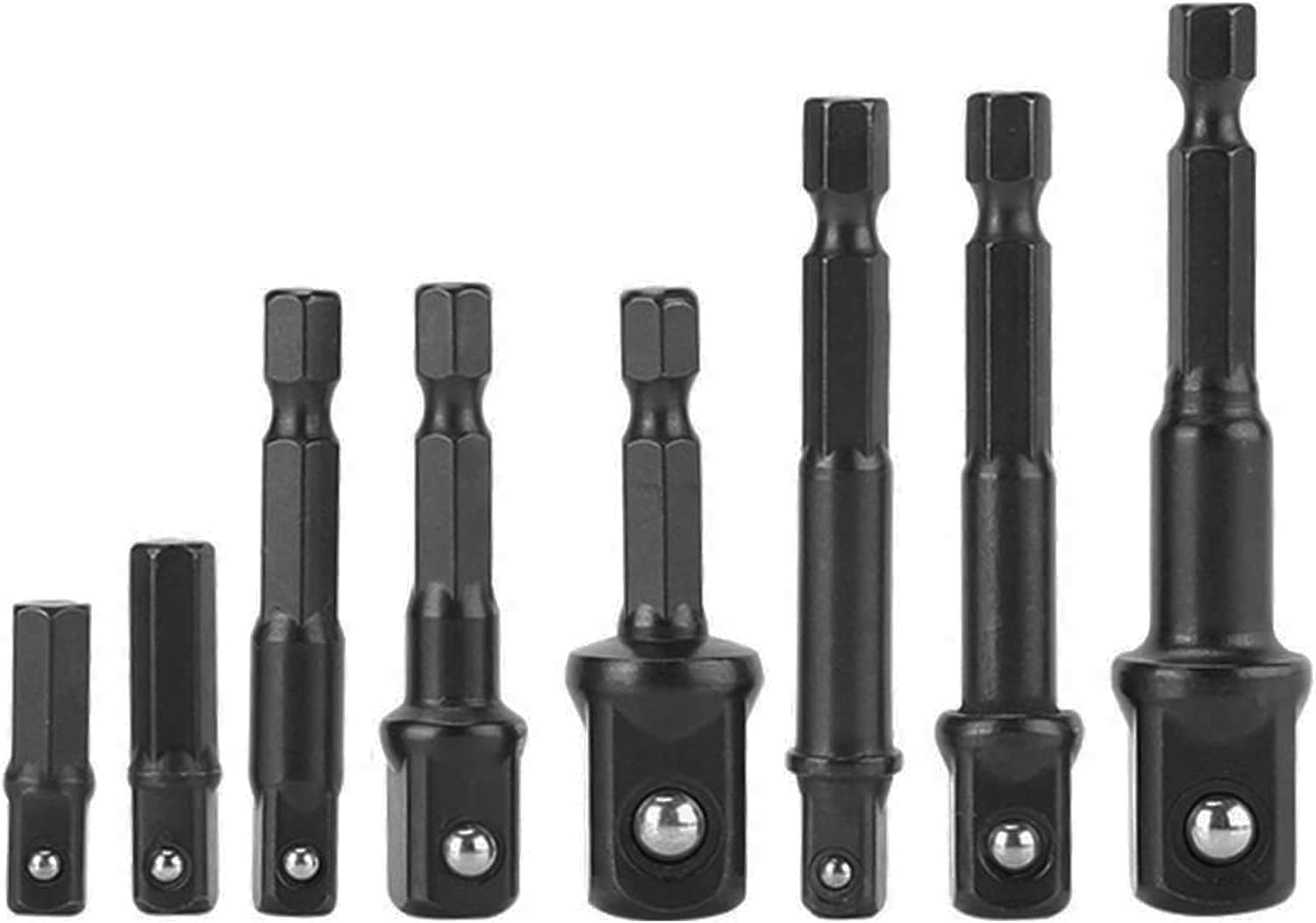 KEWAYO 8Pcs Power Drill Sockets Adapter Sets 1/4" 3/8" 1/2", 1/4 Inch Hex Shank Impact Driver Socket Adapter, CR-V Quick Change Nut Driver Socket Bit Set